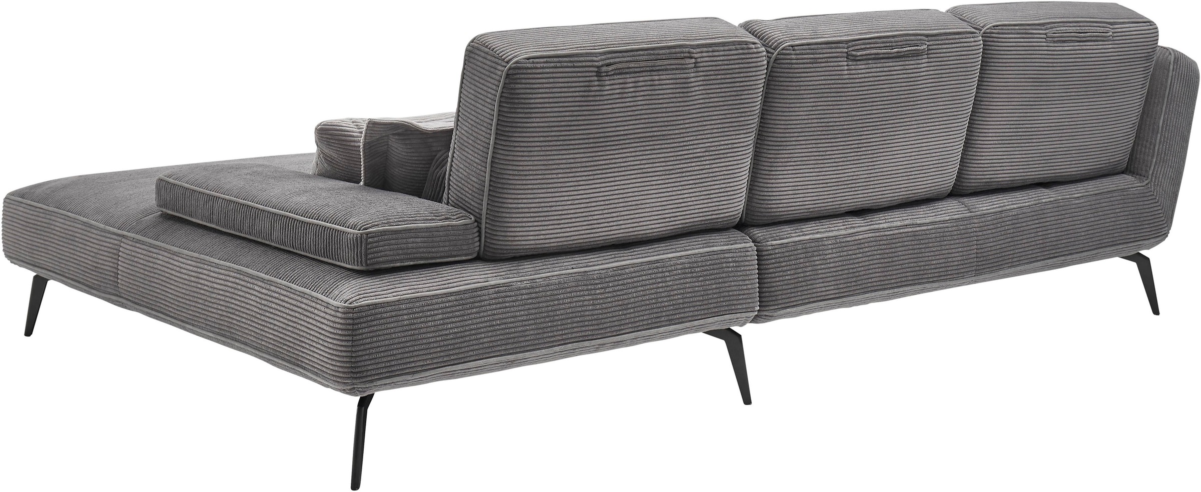 set one by Musterring Ecksofa »SO 4500, Füße schwarz matt, inkl Schwenkrückenfunktion, Cord, L-Form«, wahlweise mit Kopfstütze/Armteilverstellung/Rückenneigung