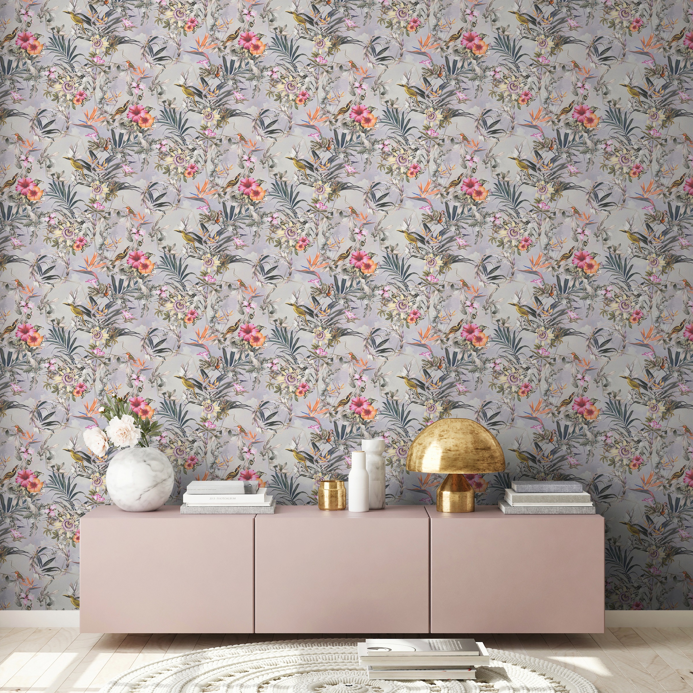 A.S. Création Vliestapete »Dream Flowery«, floral-botanisch-Wald, Vogeltapete Tapete Blumenoptik Tapeten Wohnzimmer Schlafzimmer Küche