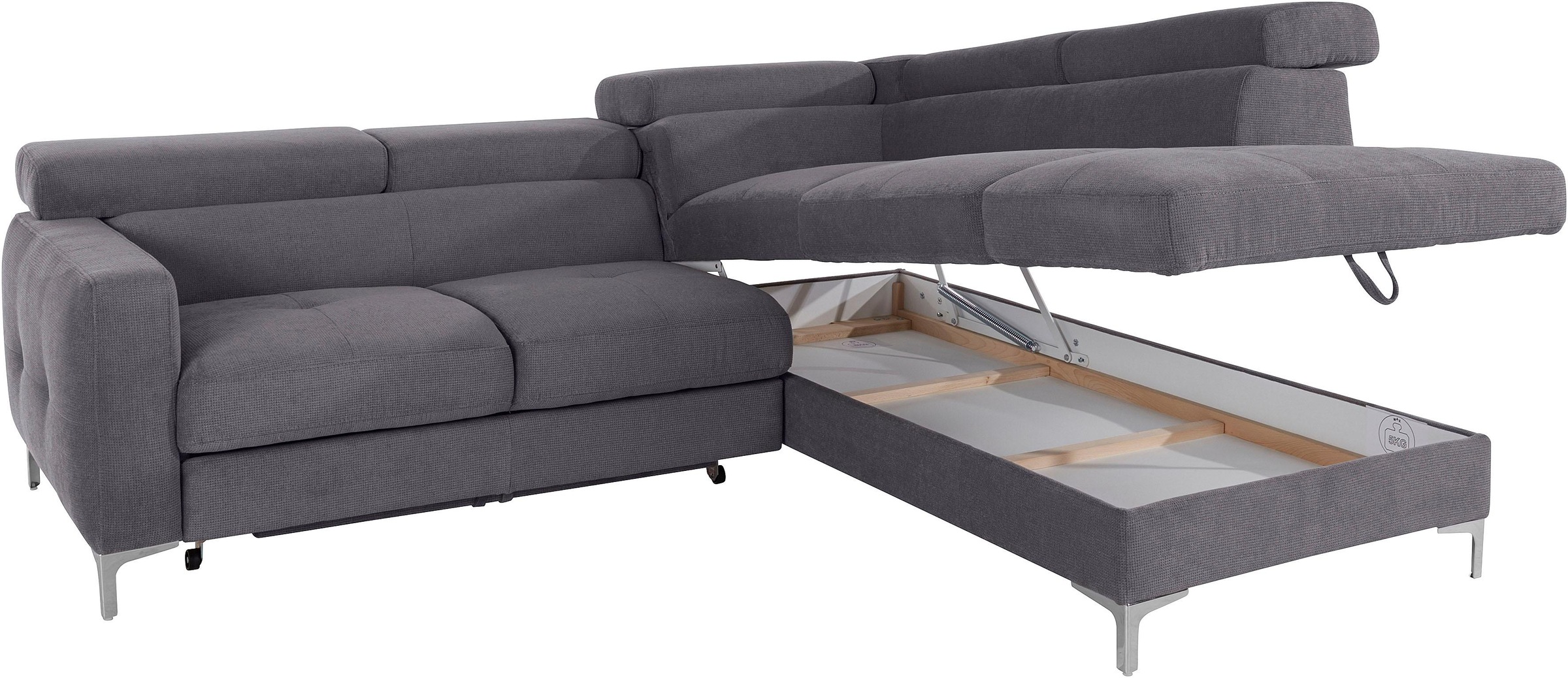 COTTA Ecksofa »Sammy L-Form«, mit Kopfteilverstellung, wahlweise mit Bettfunktion & Bettkasten