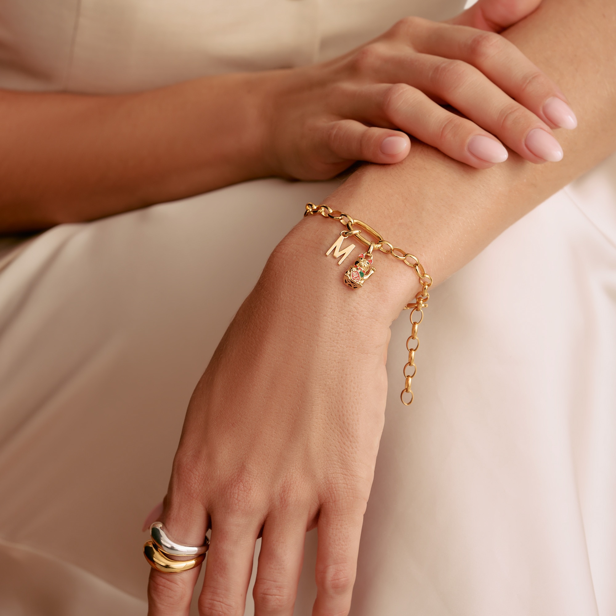 THOMAS SABO Charm-Einhänger »Charm Maneki-neko / Winkekatze vergoldet - Connect, CC1260-427-7«