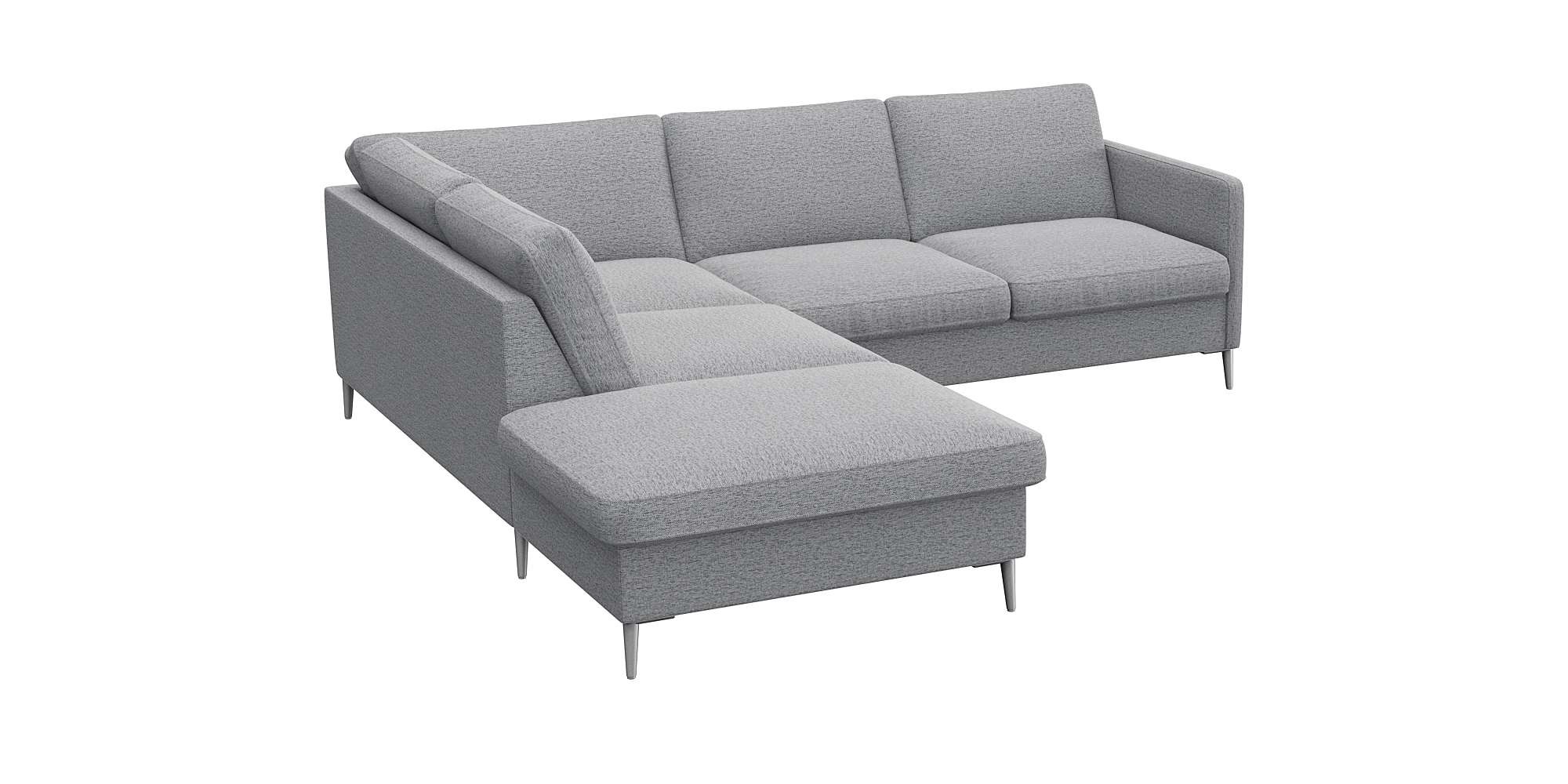 FLEXLUX Ecksofa »Fiore, L-Form«, schmale Armlehnen, Füße alufarben, B/T 234/225 cm, Kaltschaum im Sitz