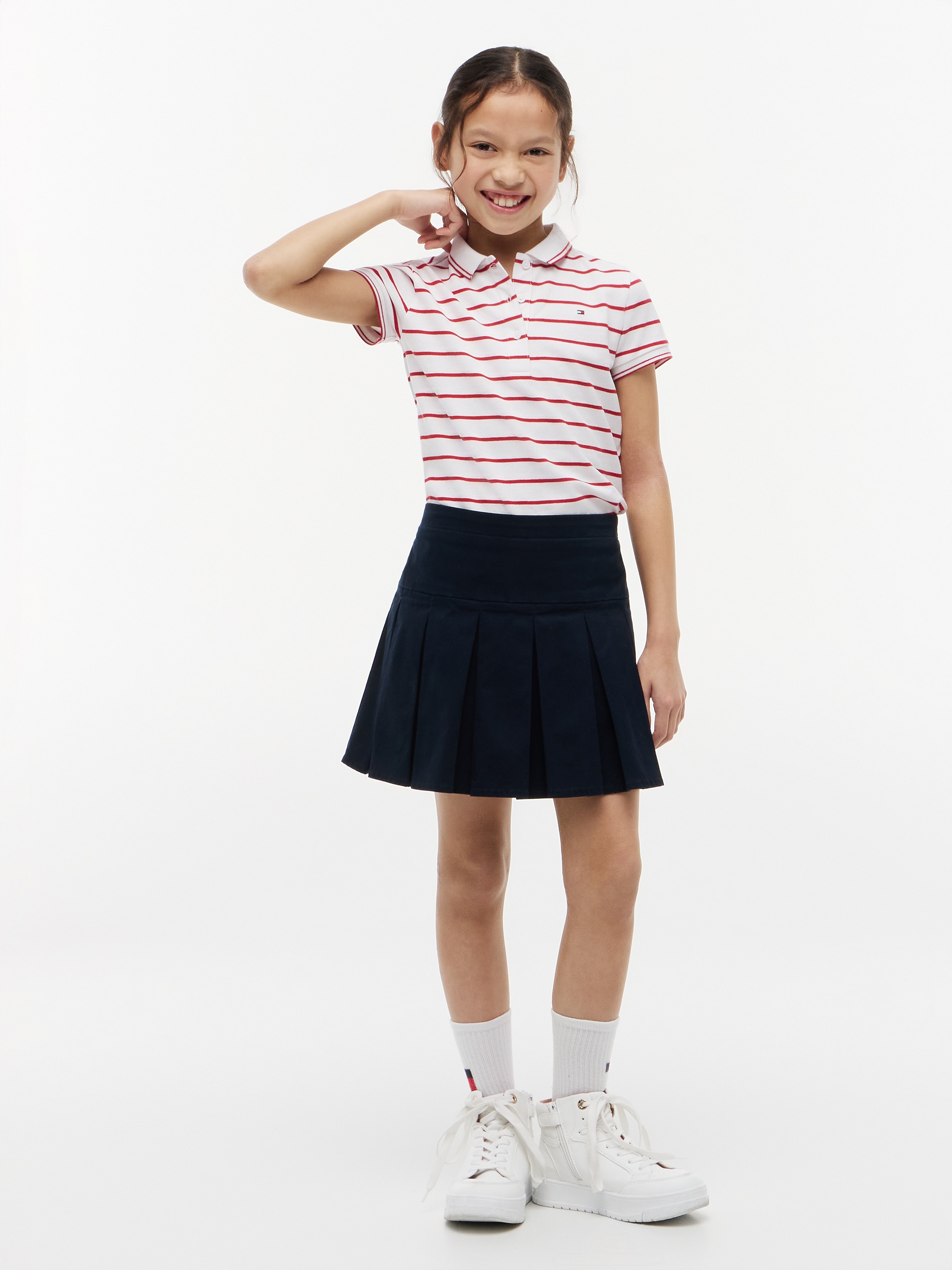 Tommy Hilfiger Poloshirt für Kinder bis 16 Jahre, Polokragen, gewellter Ärmelabschluss
