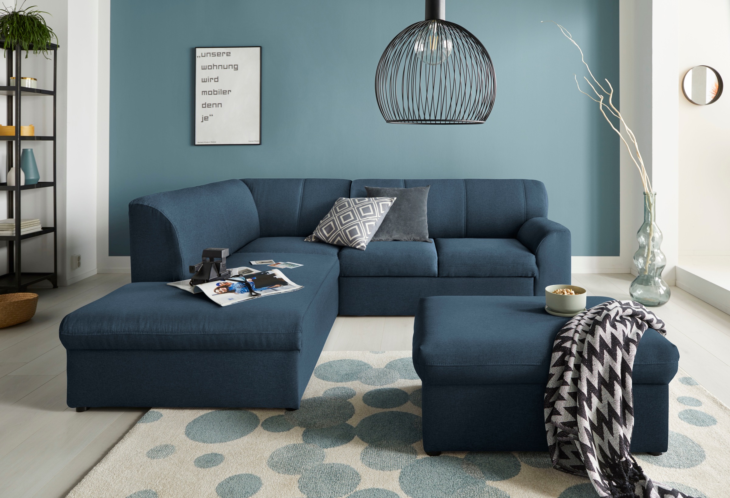 DOMO collection Ecksofa »Topper zeitlos elegant, kompakte Stellmaße, OTTOs Choice, L-Form«, mit Ottomane, wahlweise mit Schlaffunktion