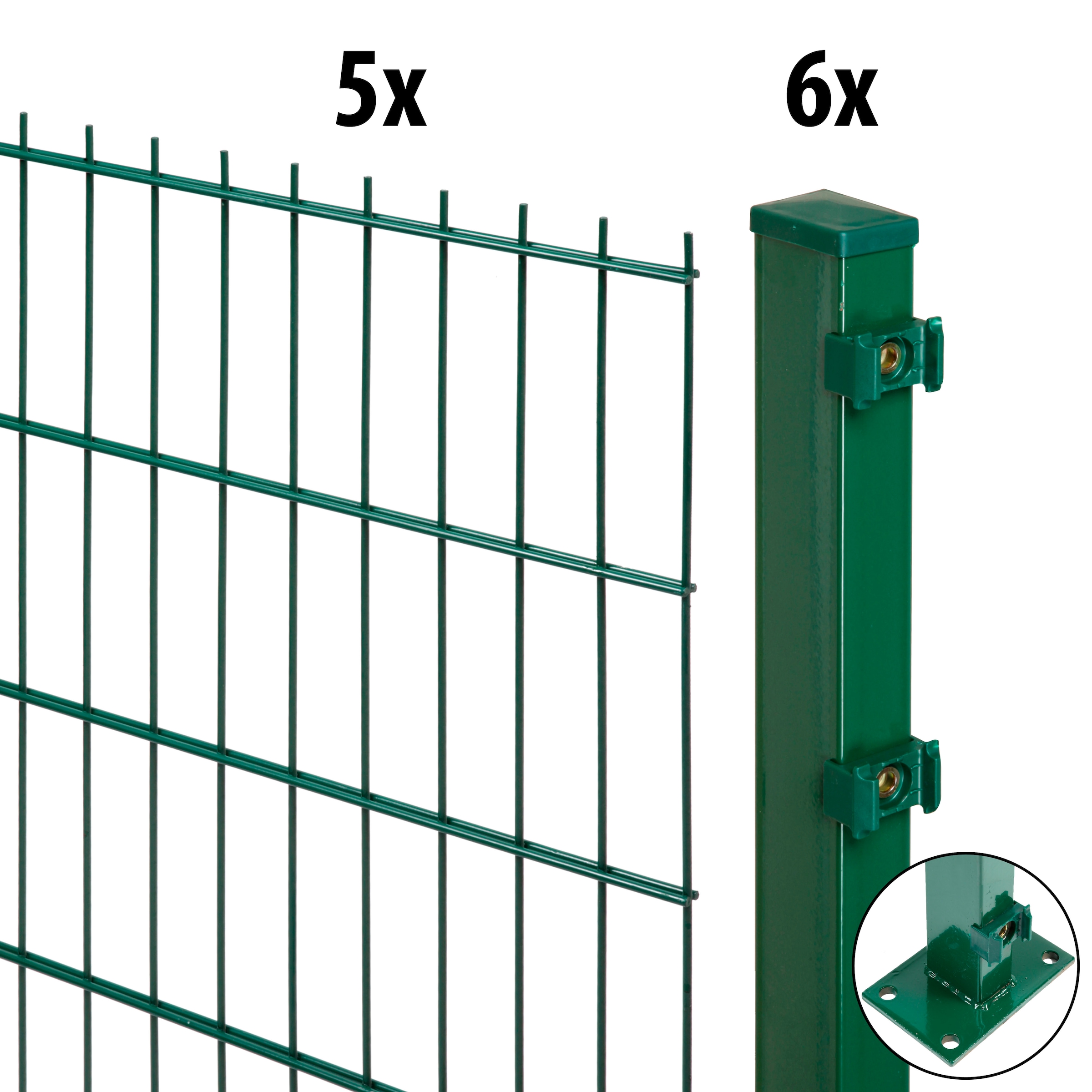 GARDEN 'N' MORE Doppelstabmattenzaun »Excellent«, 5 Elemente für 10 m, LxH: 200 x 123 cm, mit 6 Pfosten