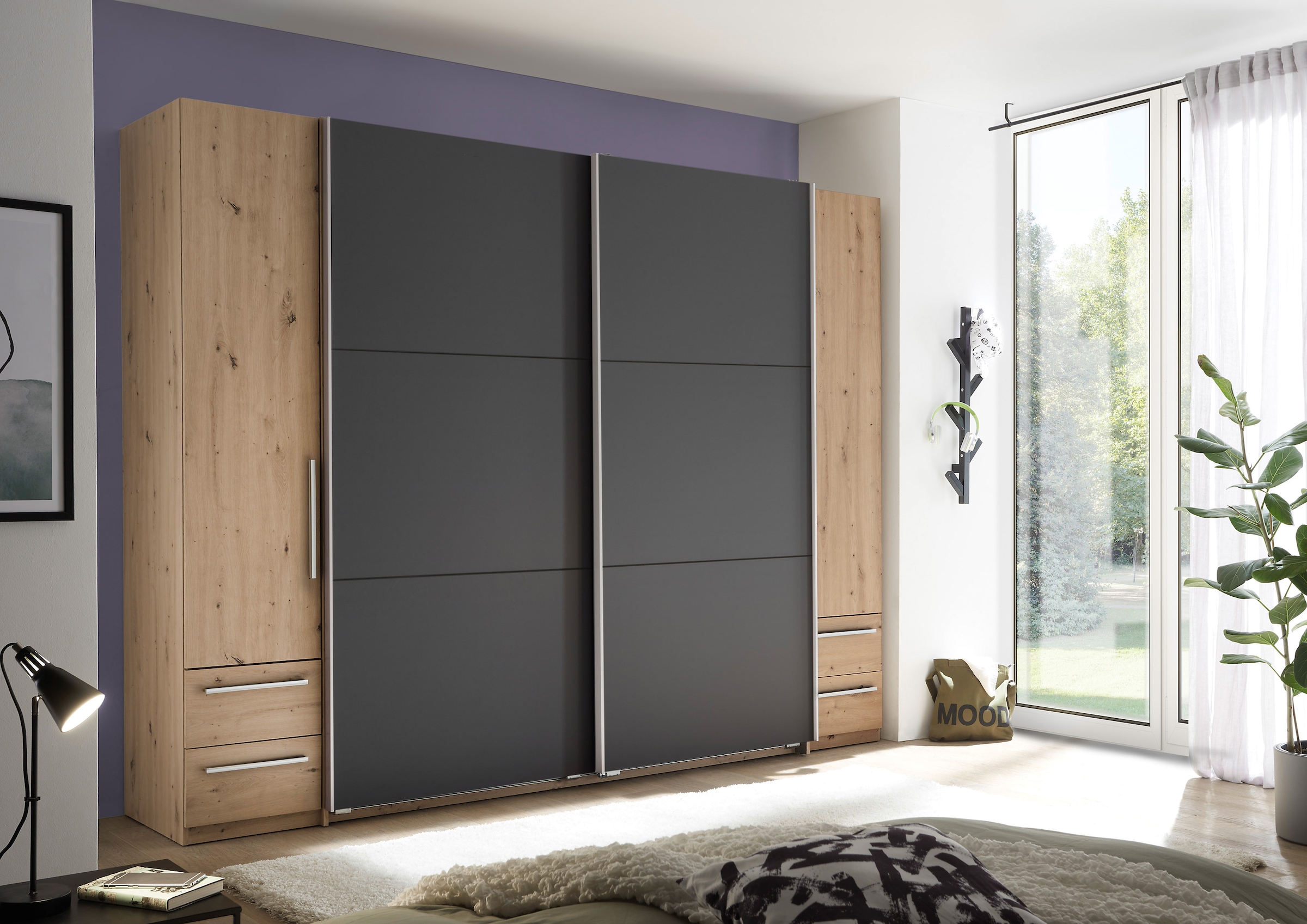 Schlafkontor Kleiderschrank »Bordo, Drehtürenschrank, Schwebetürenschrank, Schiebetürenschrank«, inklusive 4 Schubladen
