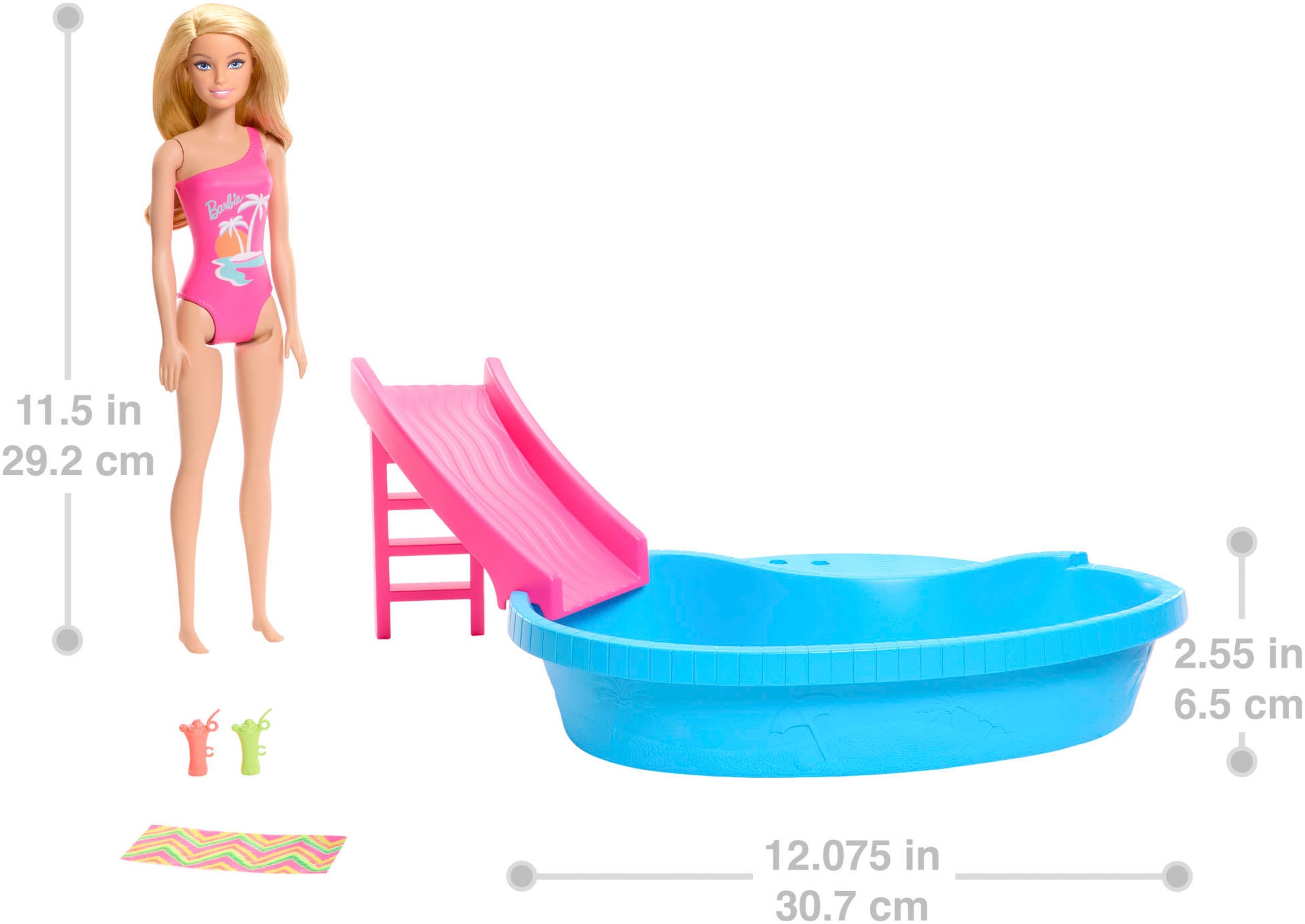 Barbie Anziehpuppe »mit Pool«, inklusive Rutsche