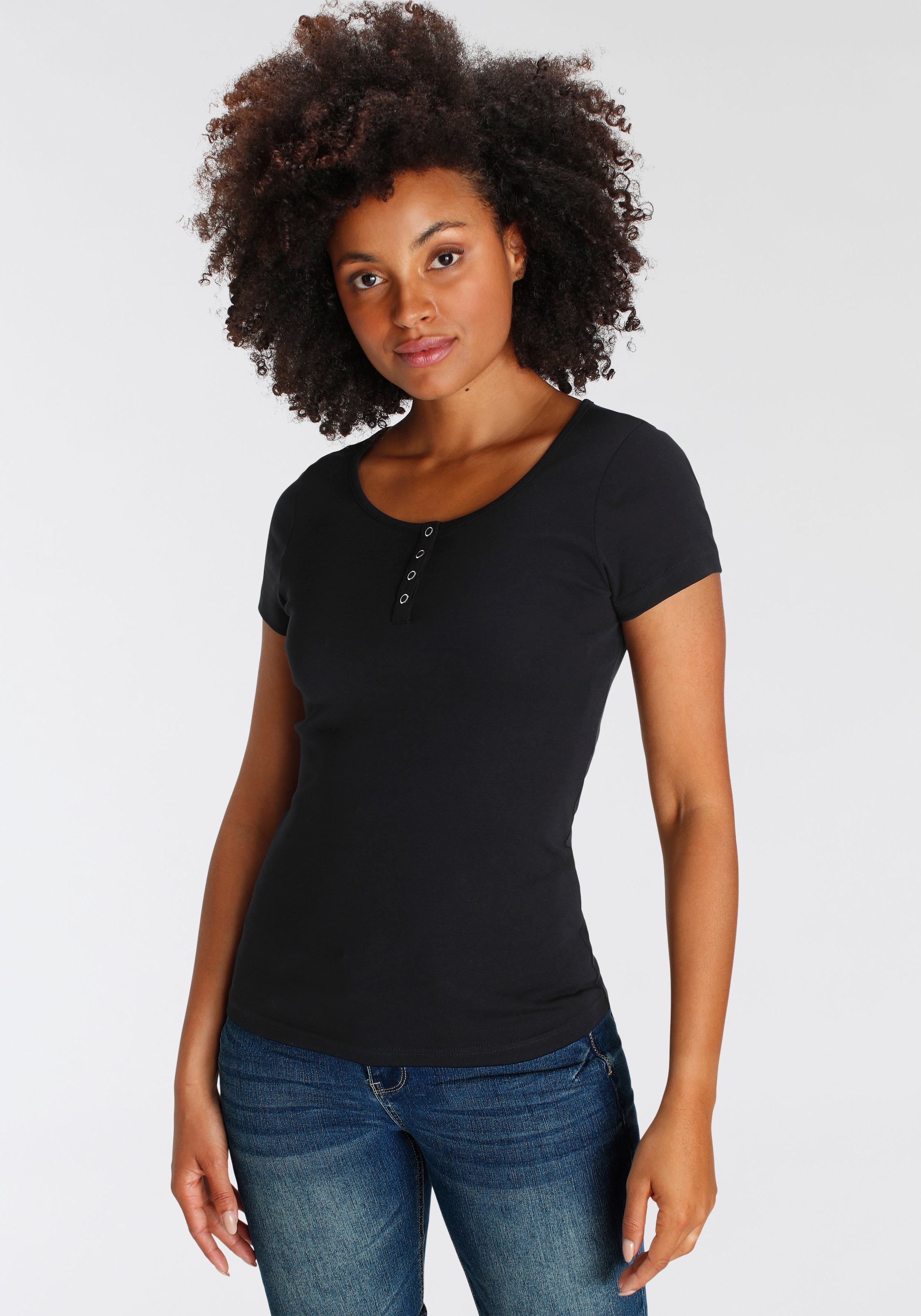 H.I.S T-Shirt, (Set, 2 tlg.), Kurzarm, unifarben, aus Baumwolle, im Set erhältlich