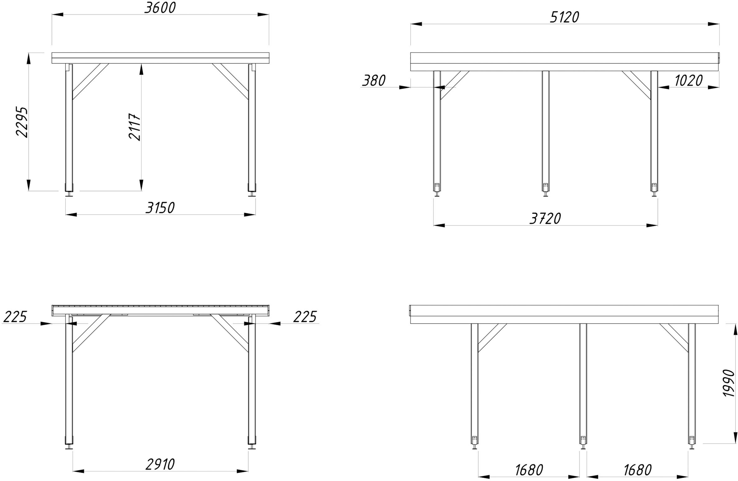 Palmako Einzelcarport »Karl« Massivholz 291 cm weiß/weiß