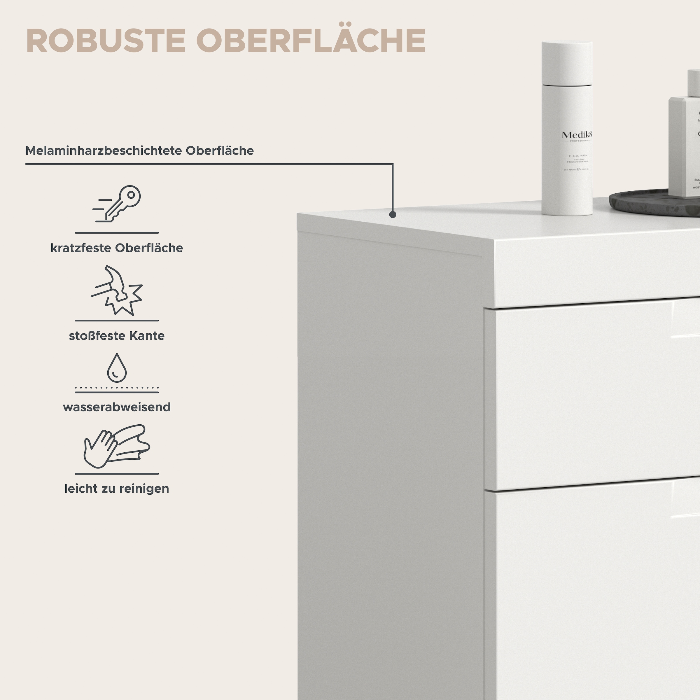 OTTO home Badkommode »MAOI, Breite 75 cm, 2 Türen, 1 Schubkasten, 2 Fächer« Badezimmerschrank, Schrank, Kommode, Midischrank, Bad, Badezimmer