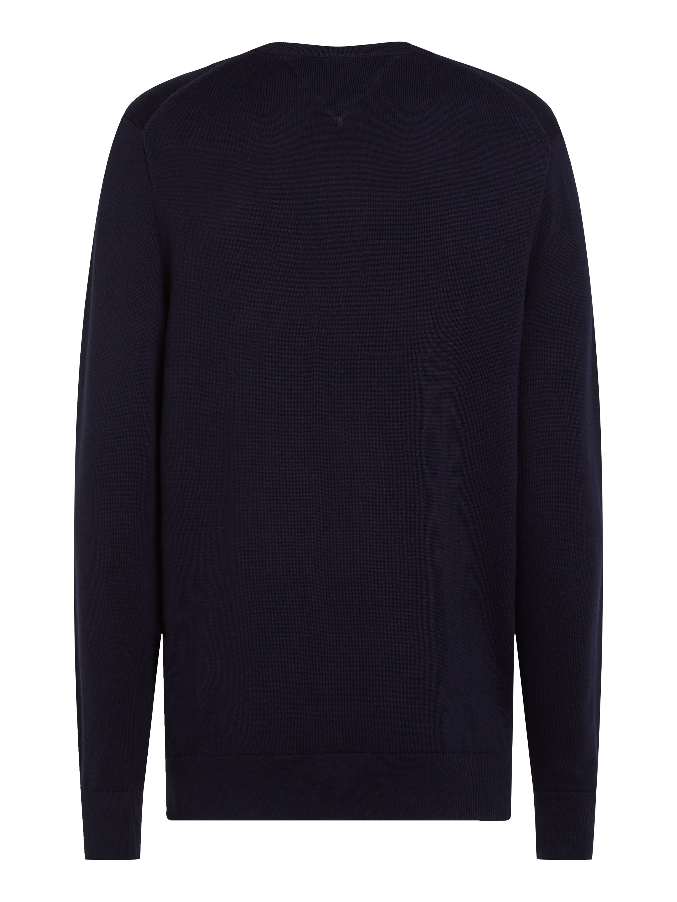 Tommy Hilfiger Strickpullover »ESSENTIAL COTTON V NECK mit V-Ausschnitt und Stickerei«, unifarben, casual, regular fit, Baumwolle, V-Ausschnitt