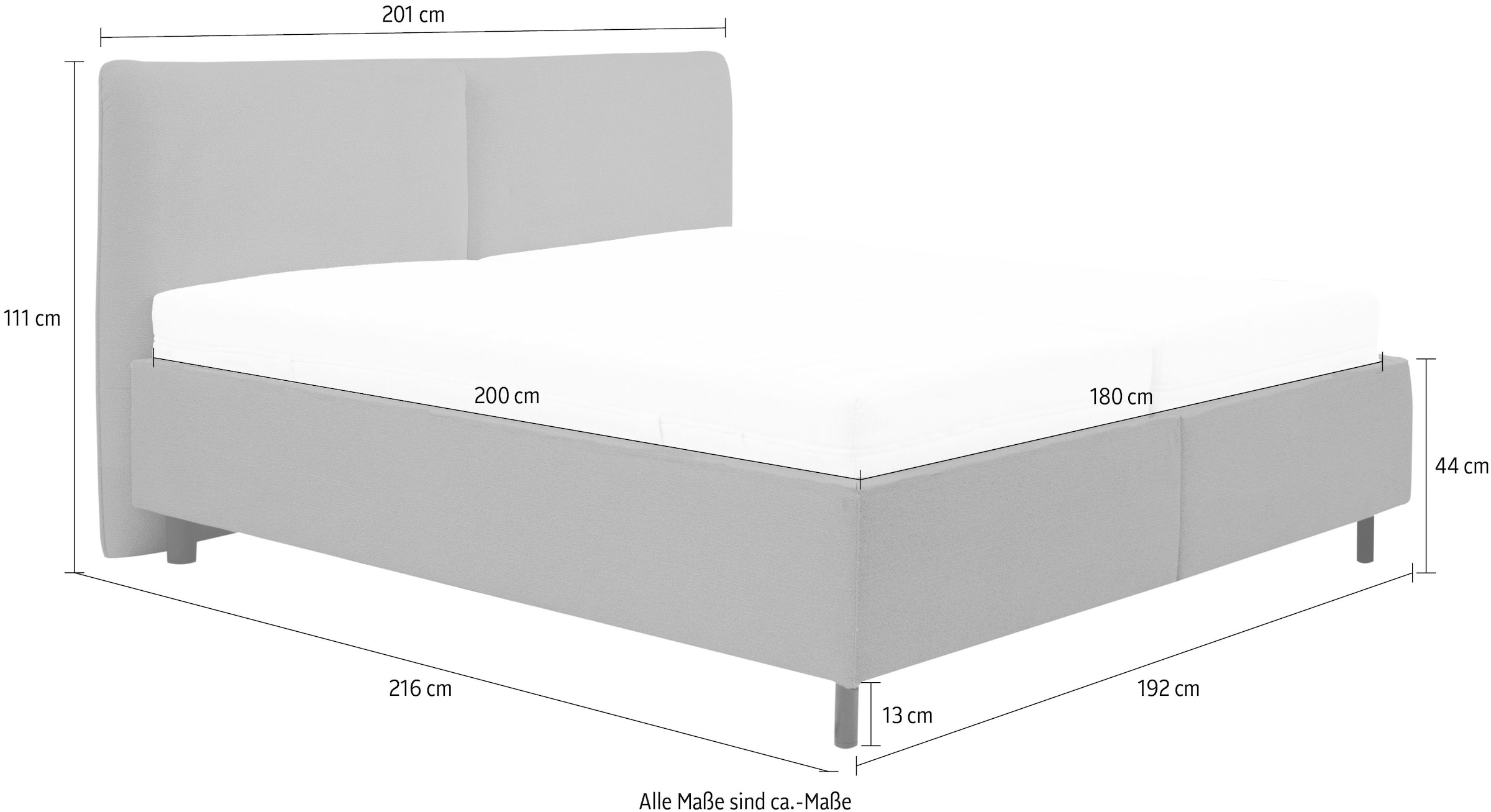 alina Stauraumbett »Nicura« 180x200 cm, inklusive Lattenrost und Stauraum, wahlweise mit Matratze