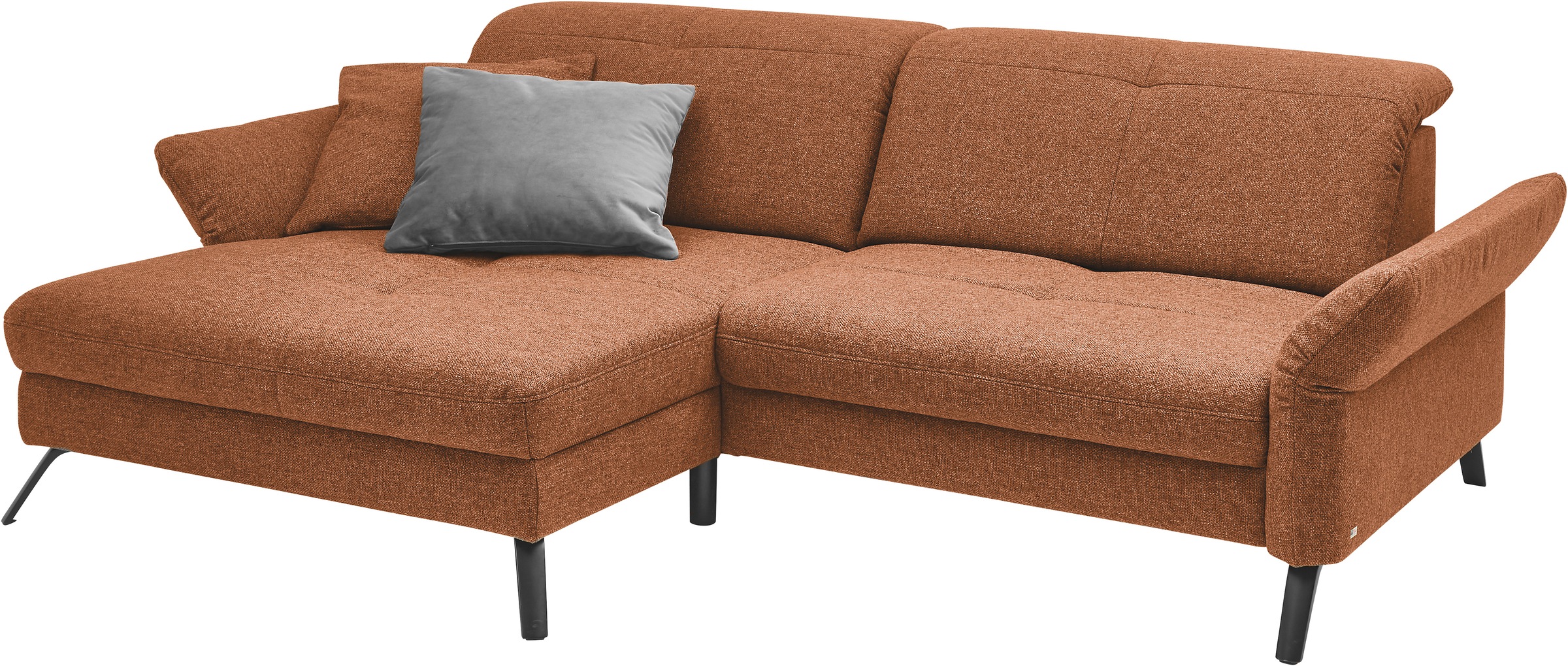 set one by Musterring Ecksofa »SO 4400 V«, wahlweise mit motorischer Bettfunktion & Kopfverstellung, Fuß schwarz