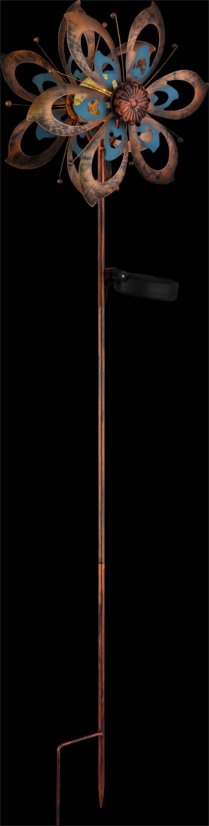 GLOBO LIGHTING LED Solarleuchte »SOLARLEUCHTE METALL GOLDFARBEN PATINIERT, 1XLED« LED-Modul 1 Stk. Warmweiß Solar Garten Terrasse Außenbeleuchtung Dekoleuchten