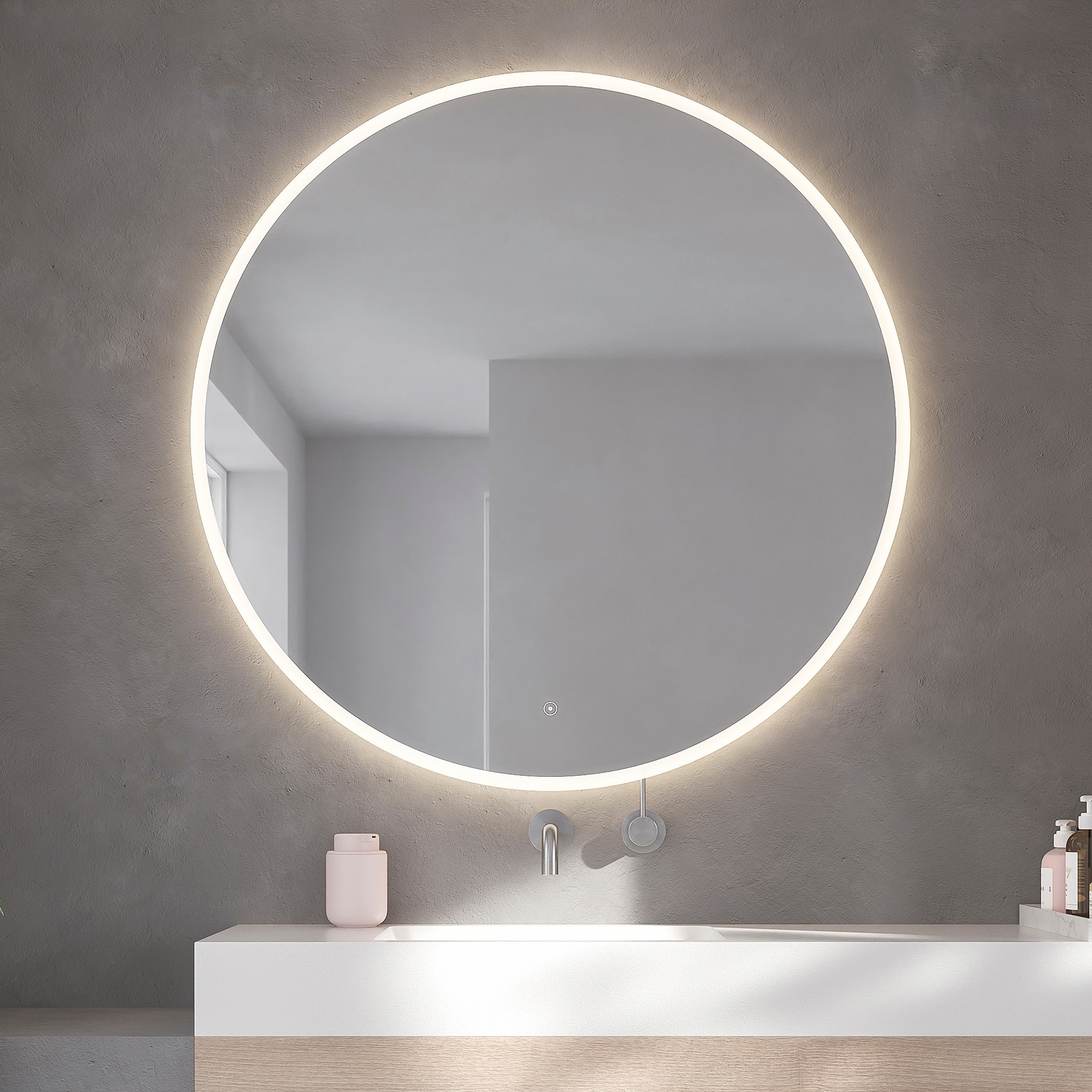 Loevschall Badspiegel »Atlas Rund, Badezimmerspiegel mit LED Beleuchtung, L günstig online kaufen