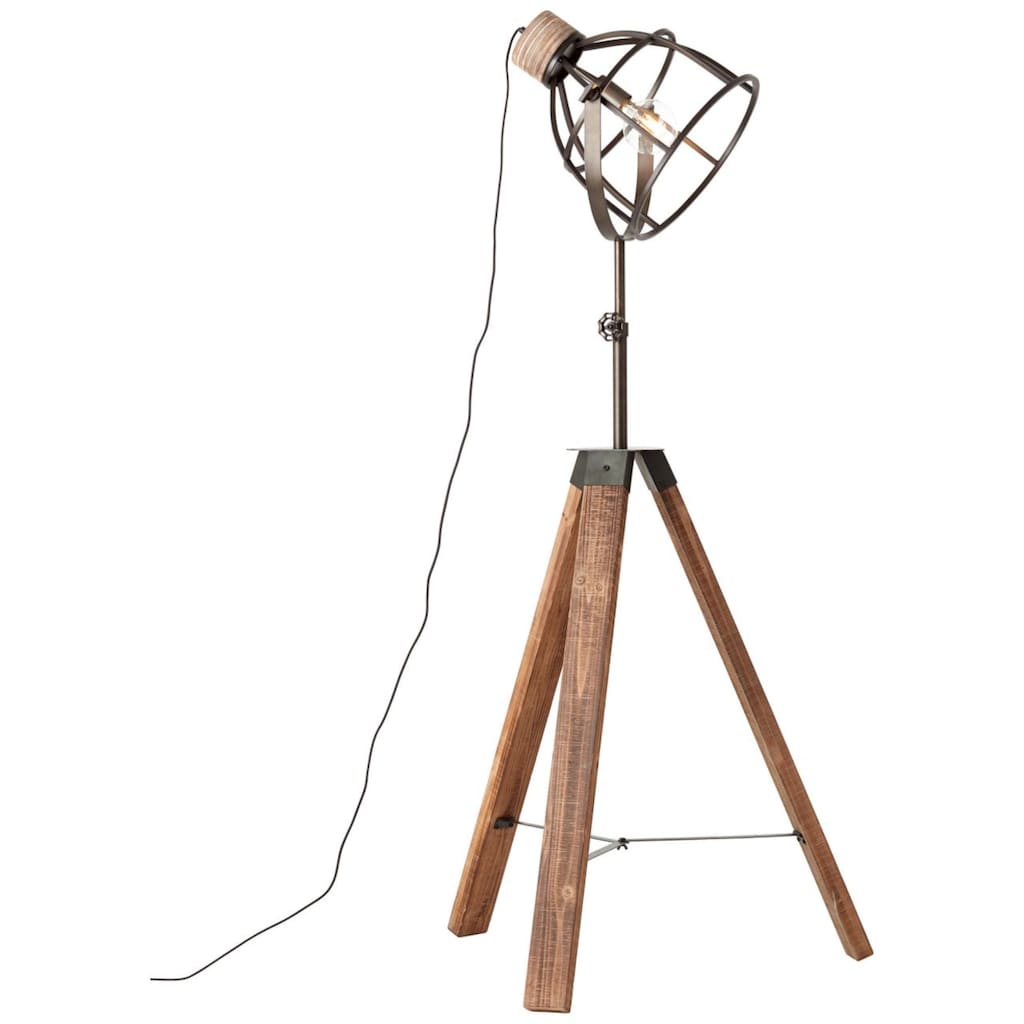 Brilliant Leuchten Stehlampe »Matrix Wood«, E27, 1 St., Stehlampe dreibeinig schwarz stahl