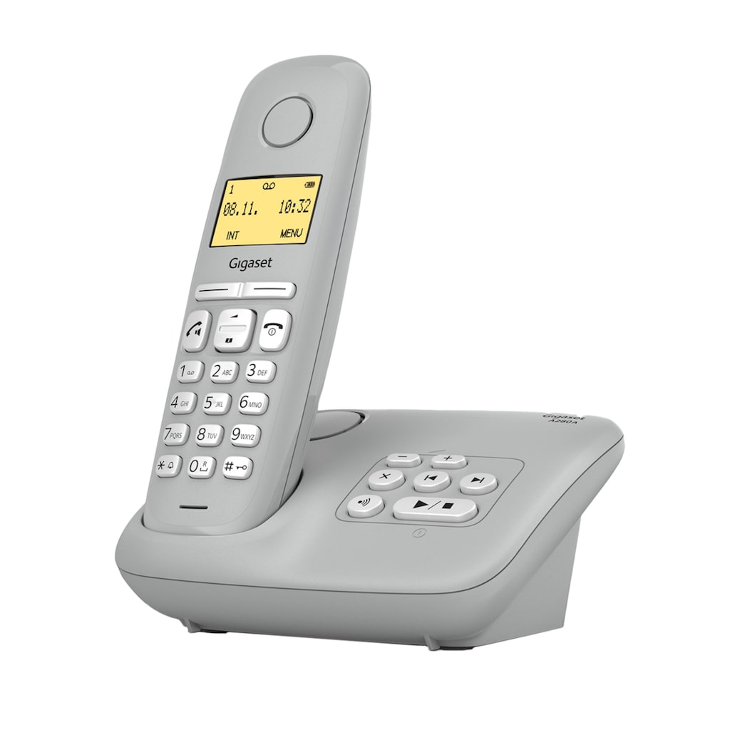 Gigaset Schnurloses DECT-Telefon »A280A«, (Mobilteile: 1), mit Anrufbeantworter, hörgerätekompatibel