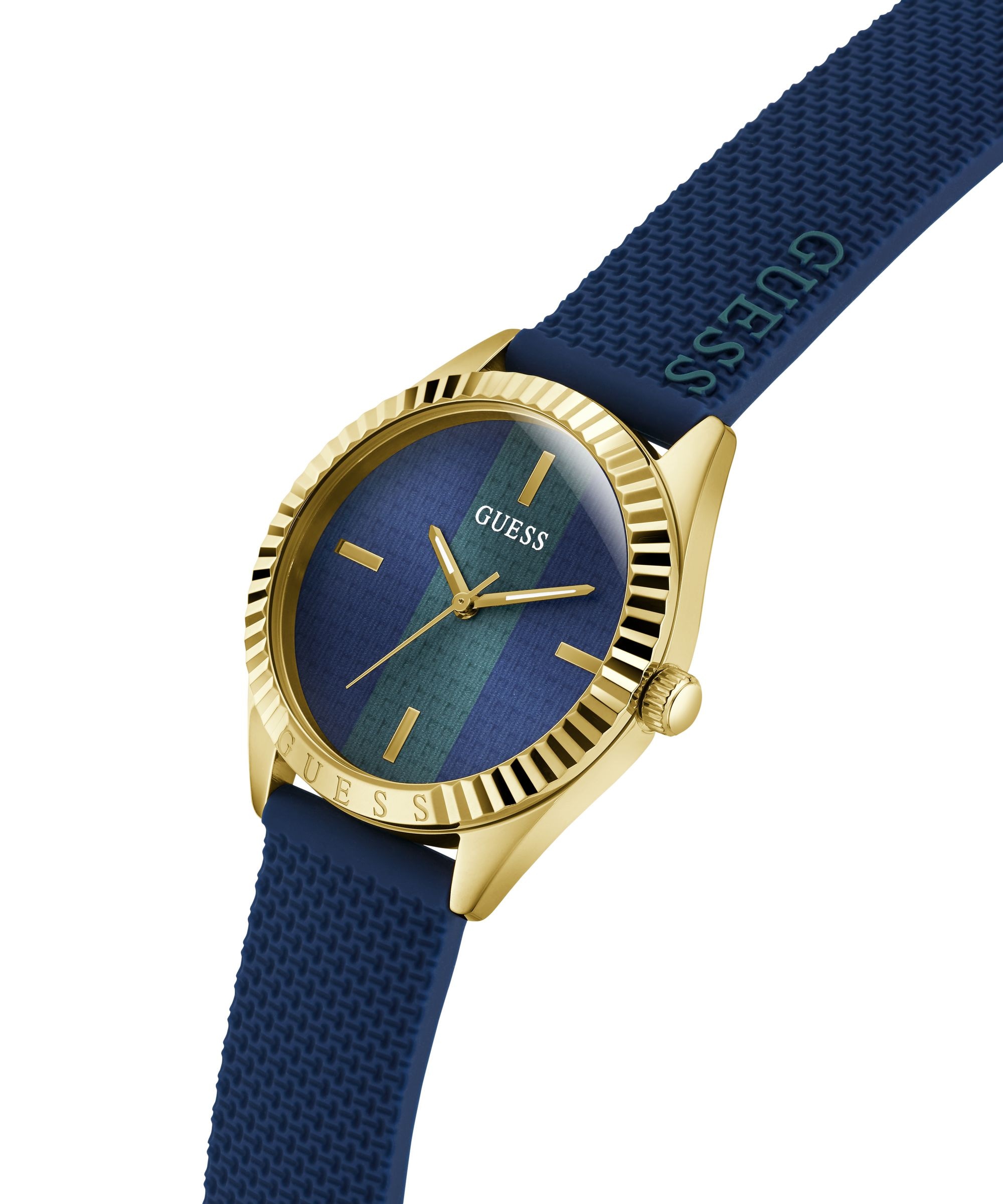 Guess Quarzuhr »CREW« Armbanduhr, Damenuhr, Silikonarmband, analog