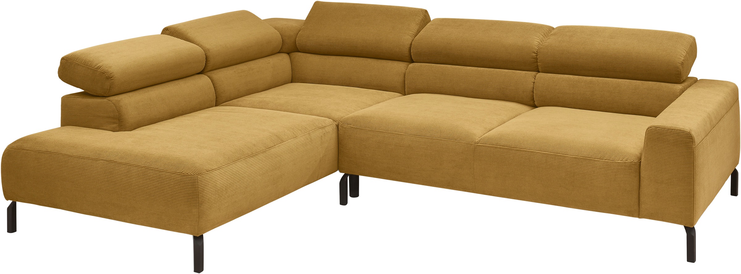 Places of Style Ecksofa »Antonelli, L-Form, inkl. Kopfteilverstellung, Breite 276 cm«, ohne Sitztiefenverstellung, in Feincord, pistachio