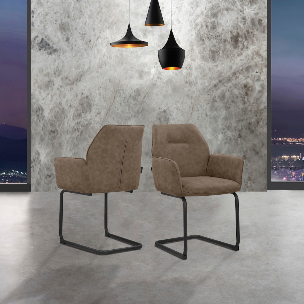 Places of Style Armlehnstuhl »Ginevra«, 2 St., Microfaser, Sitz und Rücken gepolstert, mit Gestell aus Metall, Sitzhöhe 51 cm
