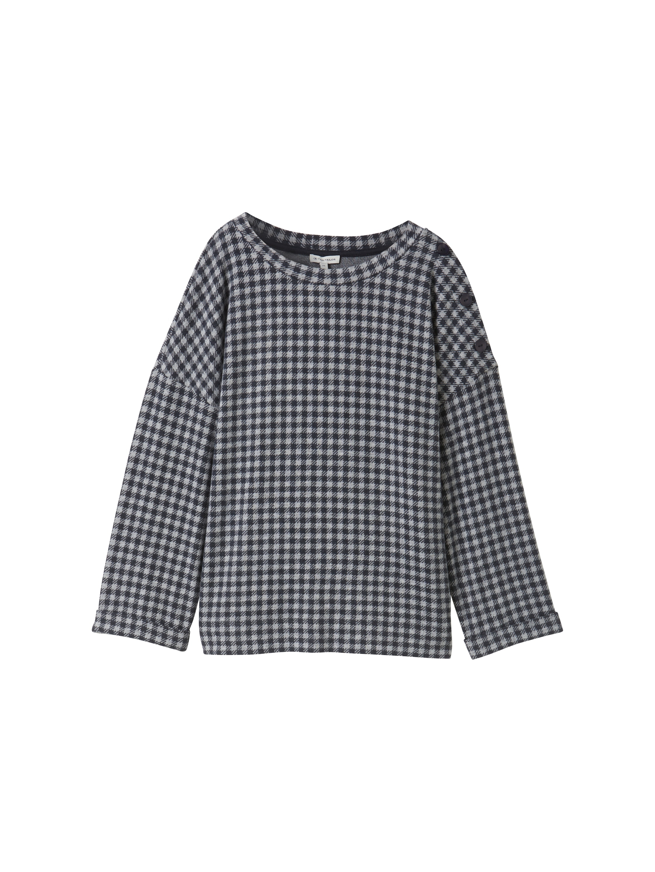 TOM TAILOR Sweatshirt, 7/8 Arm - mit Karomuster