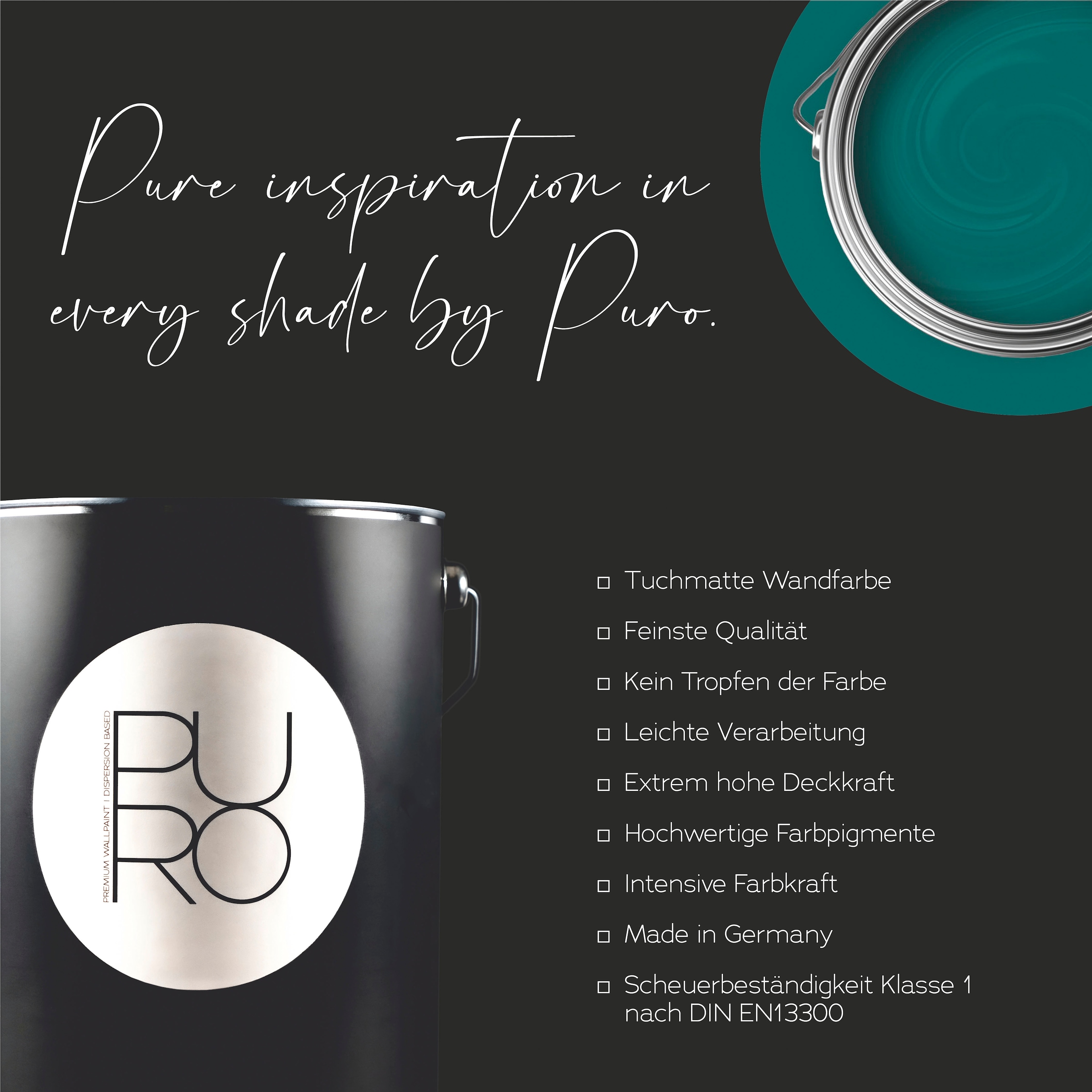 A.S. Création Wandfarbe »Premium Innenwandfarbe PURO Tuchmatt emerald green« ideal für Wohnzimmer, Schlafzimmer, Flur und Küche, Farbwelt Grün