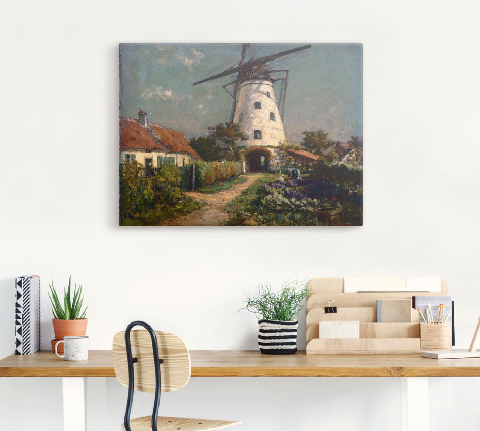 Artland Wandfolie »Bauerngarten bei einer Windmühle.«, Gebäude, (1 St.), selbstklebend