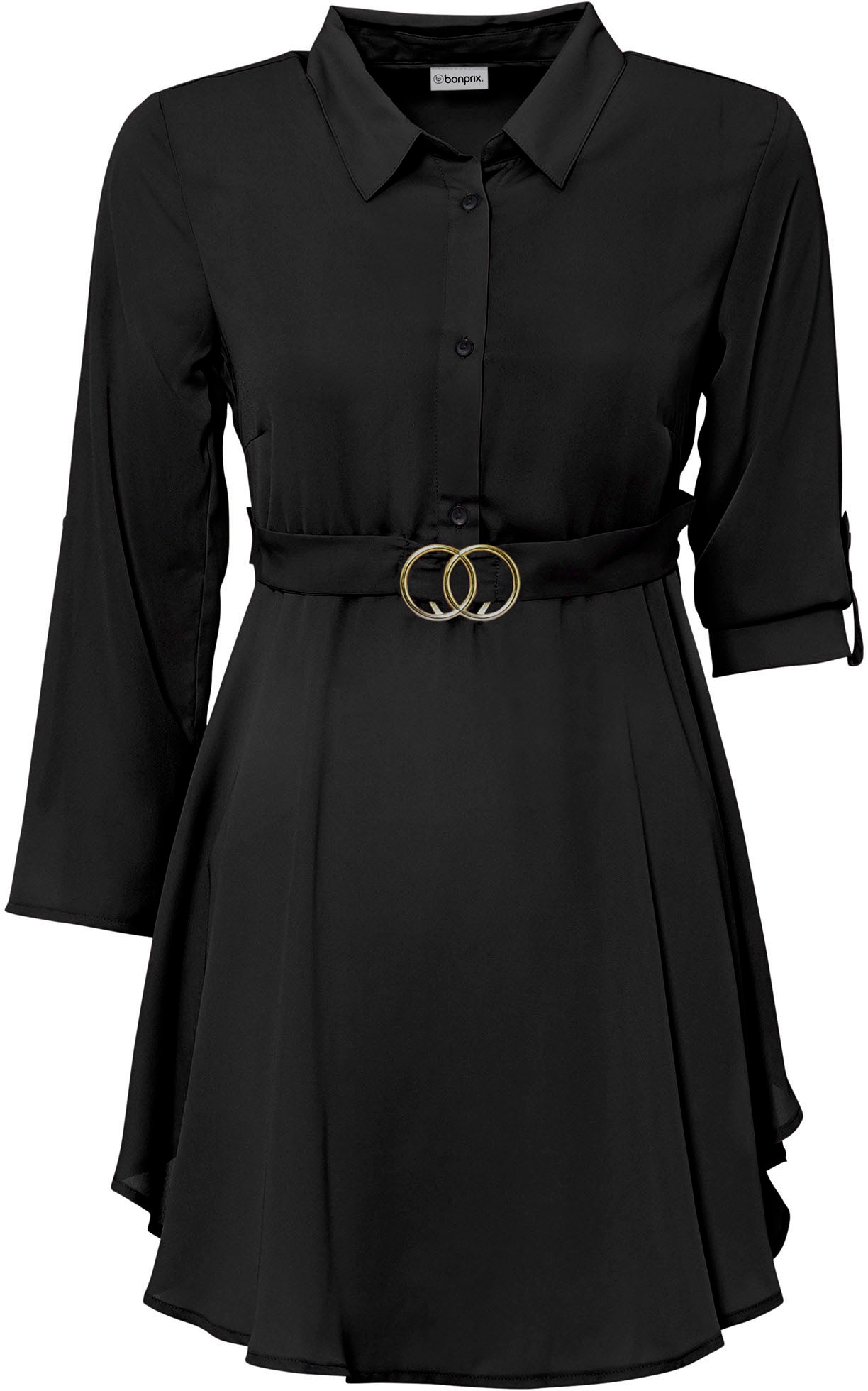 bonprix Longbluse »Longbluse« ausgestellte Passform, mit Hemdblusenkragen, unifarben
