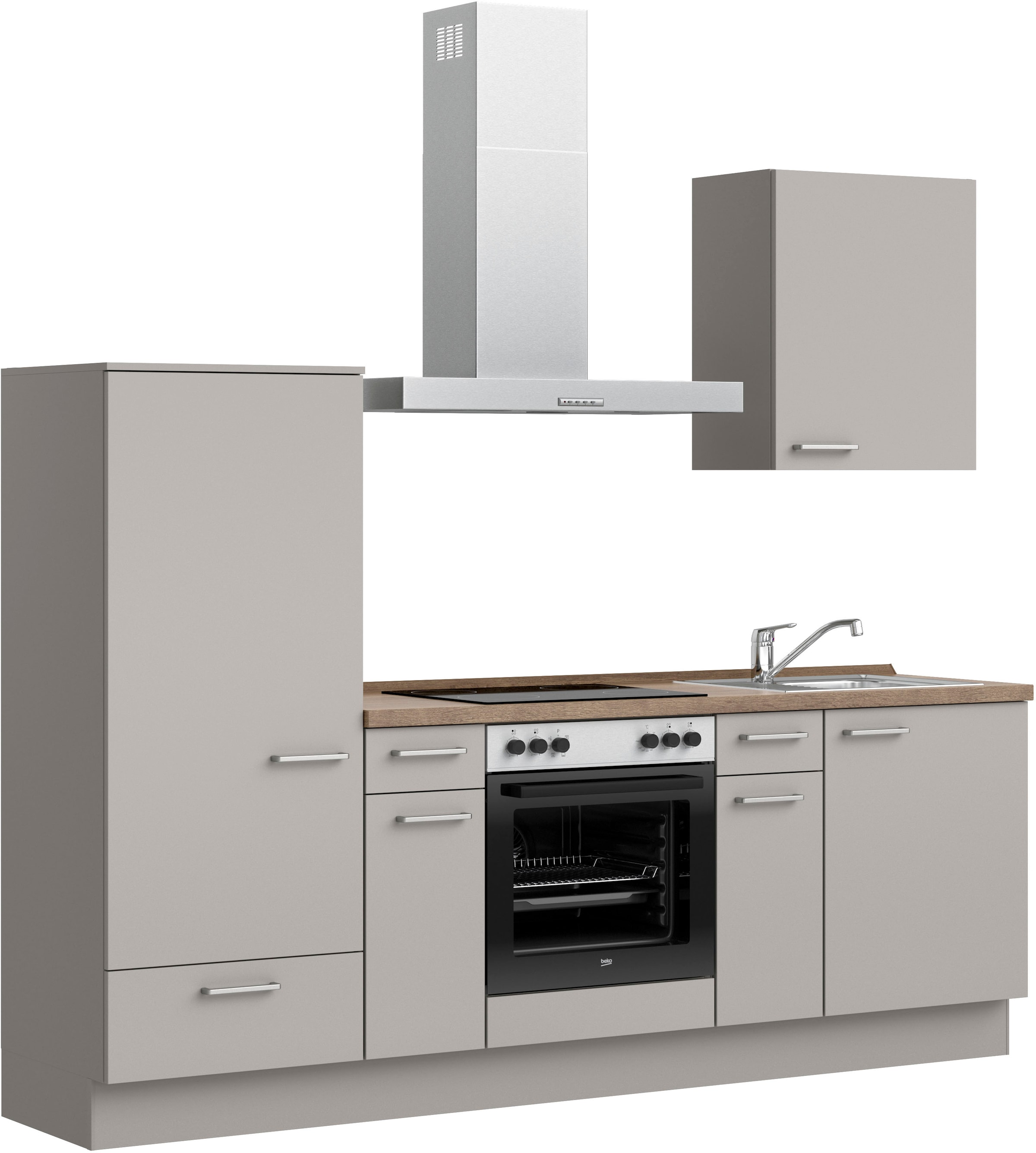 nobilia® Küchenzeile »"Touch I", NEU: individuell anpassbar mit gratis Profi-Beratung« vormontiert, Breite 240 cm, Ausrichtung wählbar, wahlw. mit E-Geräten