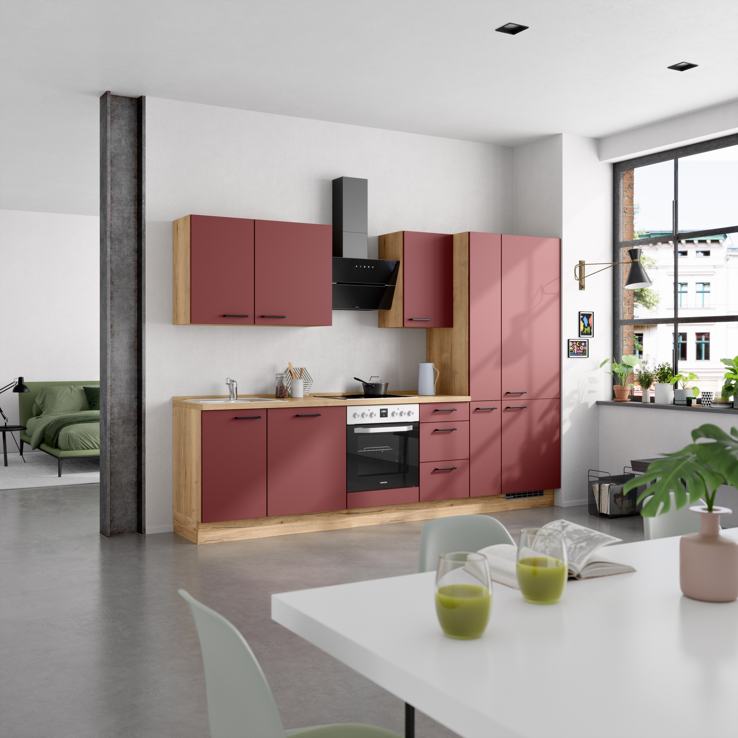 nobilia® Küchenzeile »"Easytouch II"«, vormontiert, Ausrichtung wählbar, Breite 300 cm, wahlw. mit E-Geräten