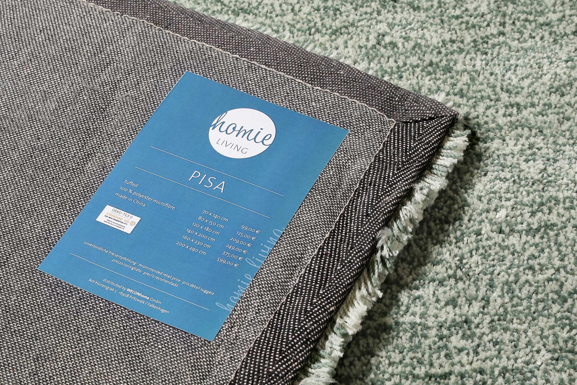 Homie Living Teppich »Pisa«, rund, 25 mm Höhe, Hochflor, Microfaser, uni, weich, Shaggy, Wohnzimmer, Schlafzimmer