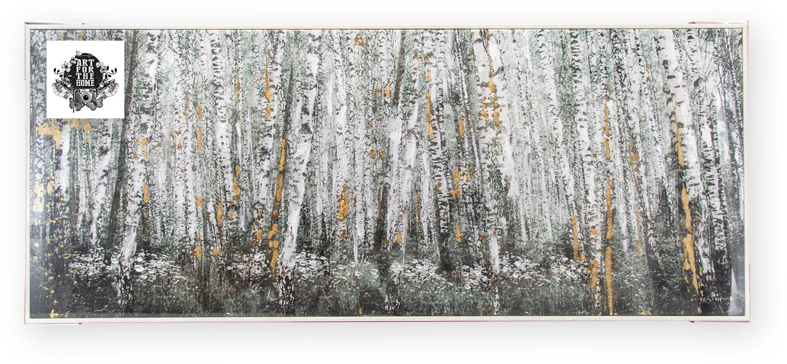 Art for the home Leinwandbild »Birkenholz« 1 Stk. tlg. Handgemalt Wandbild Gold Metallic 100x40cm