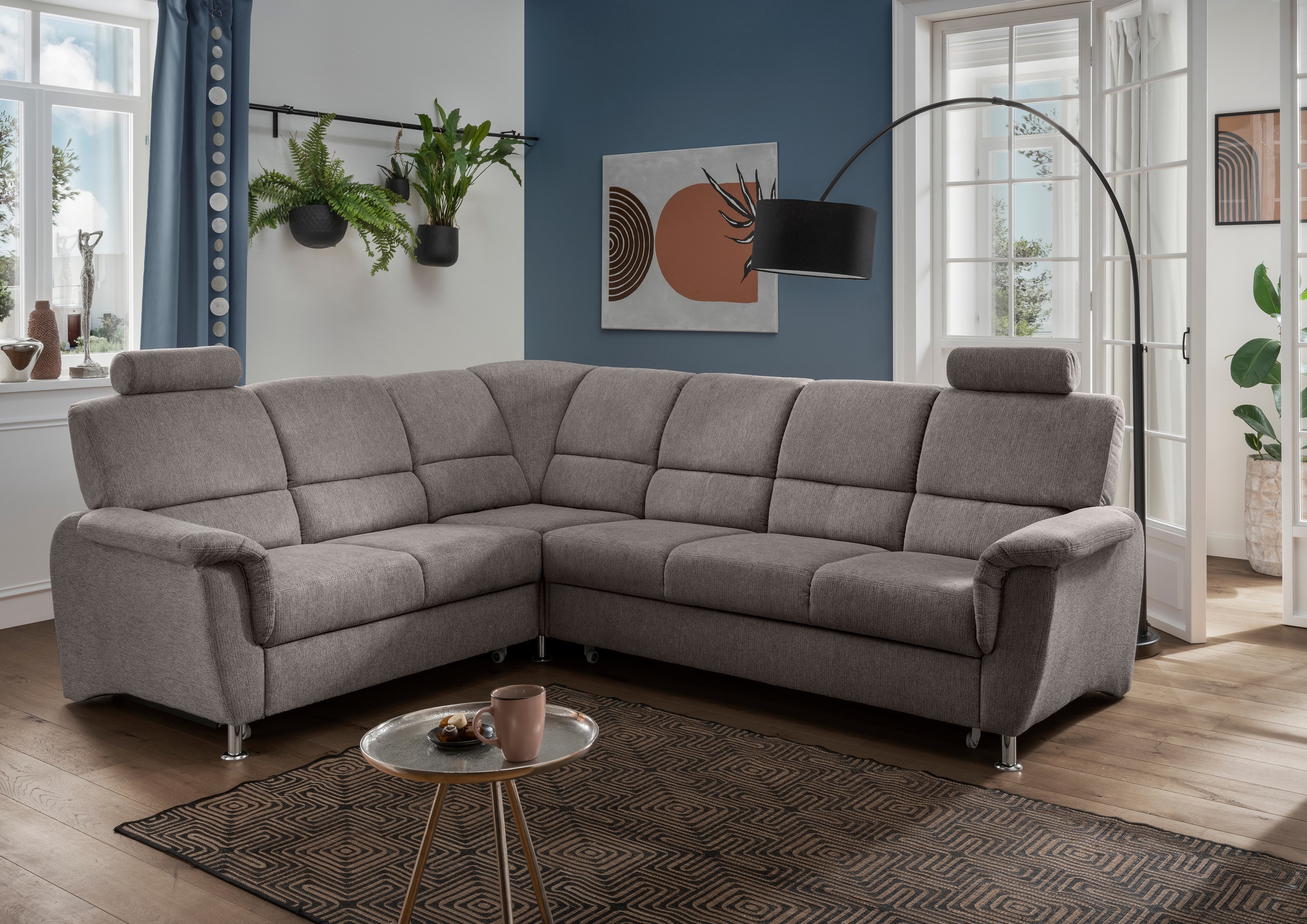 Home affaire Ecksofa »Pisa L-Form, mit Schlaffunktion, Stauraum, 2x höhenve günstig online kaufen