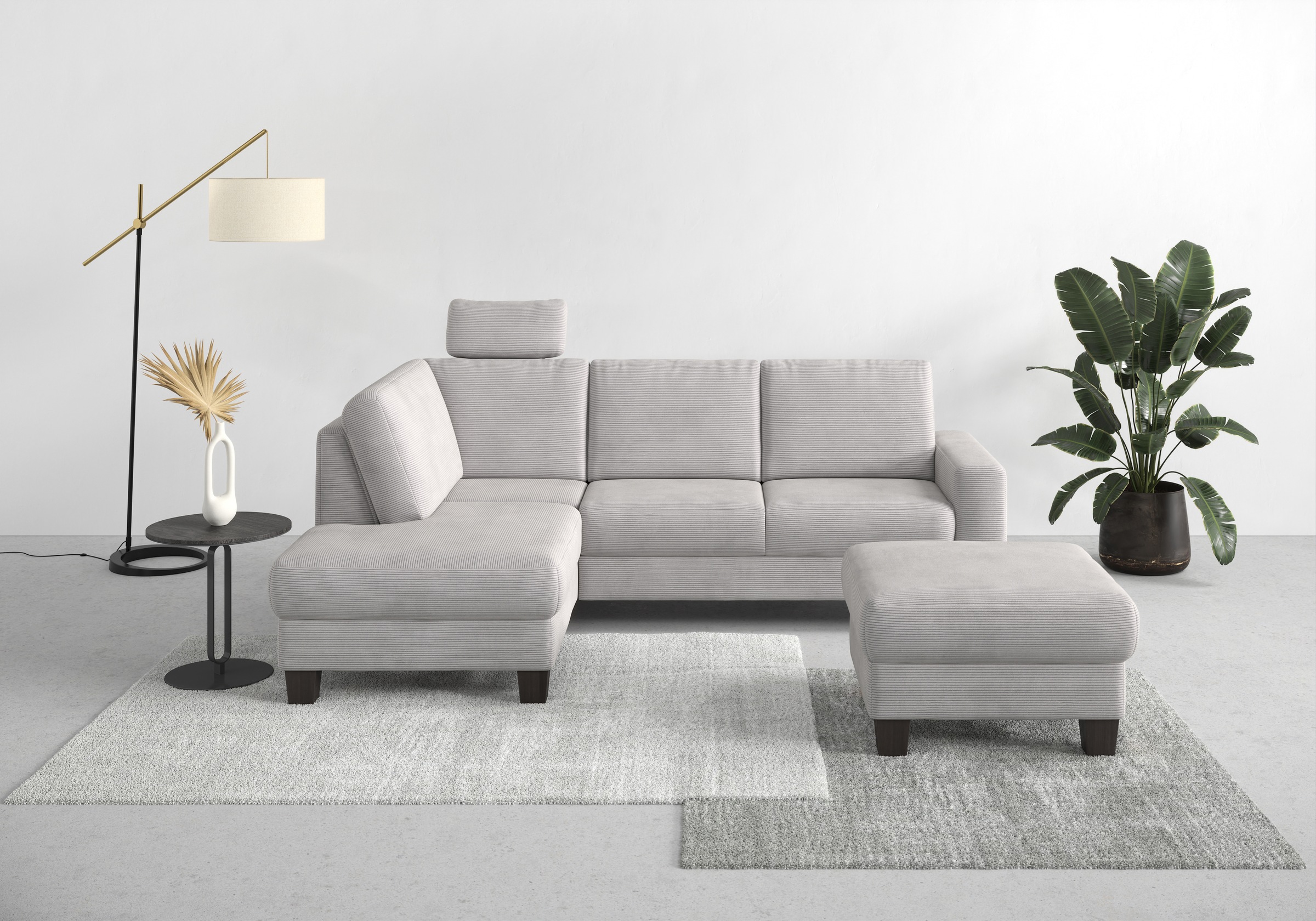 Home affaire Ecksofa »Summer L-Form«, mit Ottomane, mit oder ohne Bettfunktion und Bettkasten, Cord-Bezug