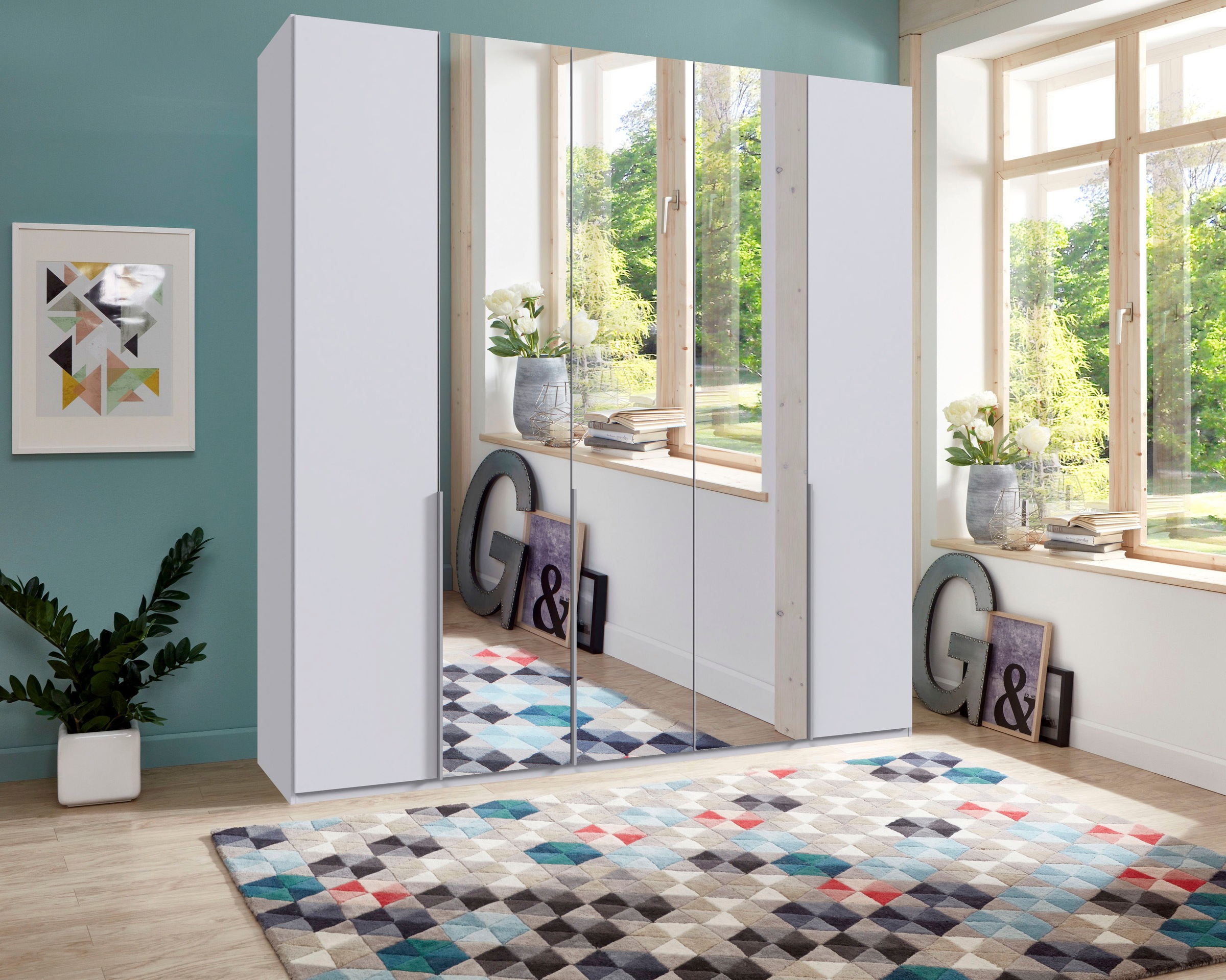 Wimex Kleiderschrank »Mugano,in 8 Breiten,3 Höhen,2 Tiefen, viele Farben, Made in Germany«, (in Basic oder Premium Ausstattung mit 2 weiteren Einlegeböden), mit langen oder kurzen Griffen aus Metall, mit oder ohne Spiegel