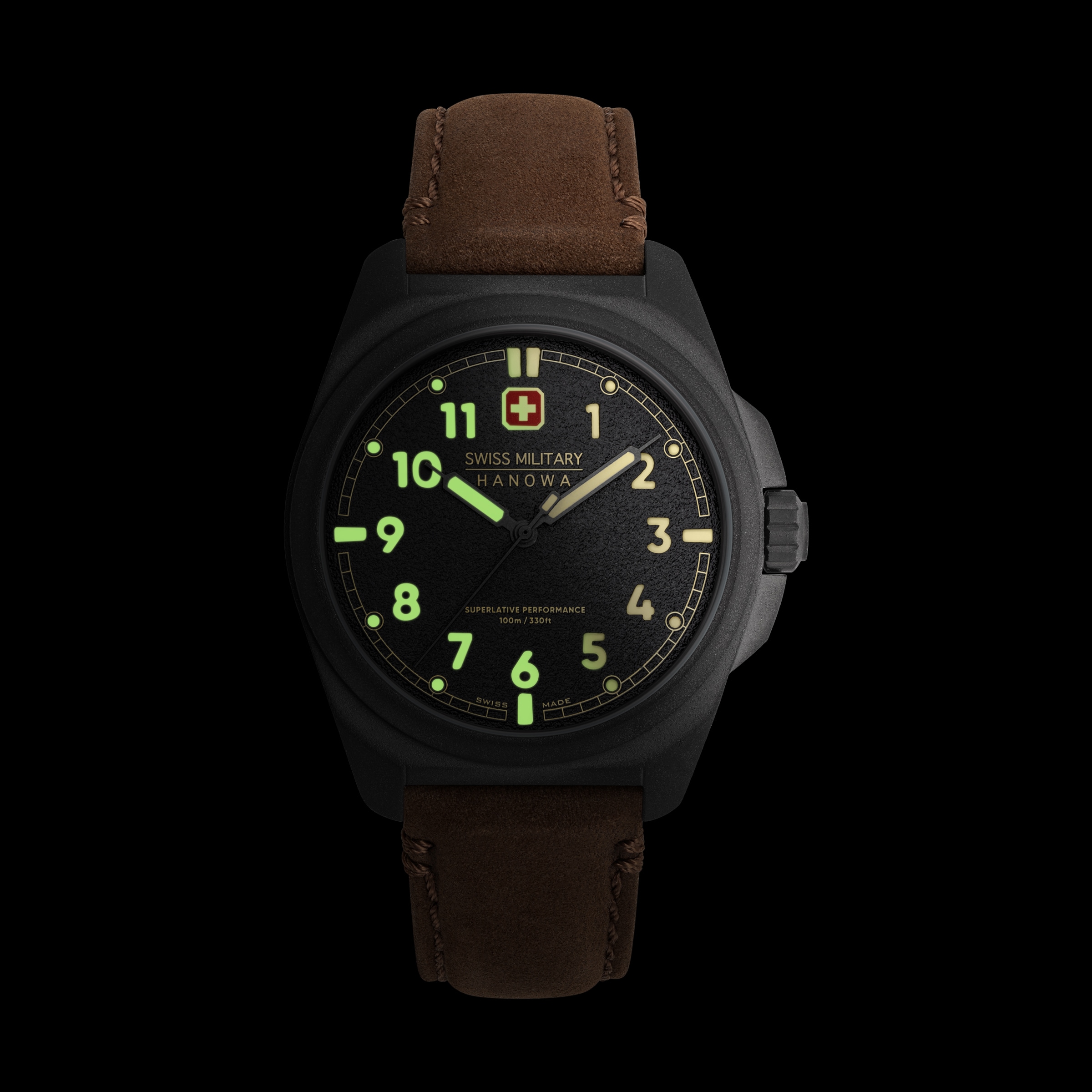 Swiss Military Hanowa Quarzuhr »Fieldmaster« Armbanduhr, Herrenuhr, Swiss Made, Lederarmband, analog