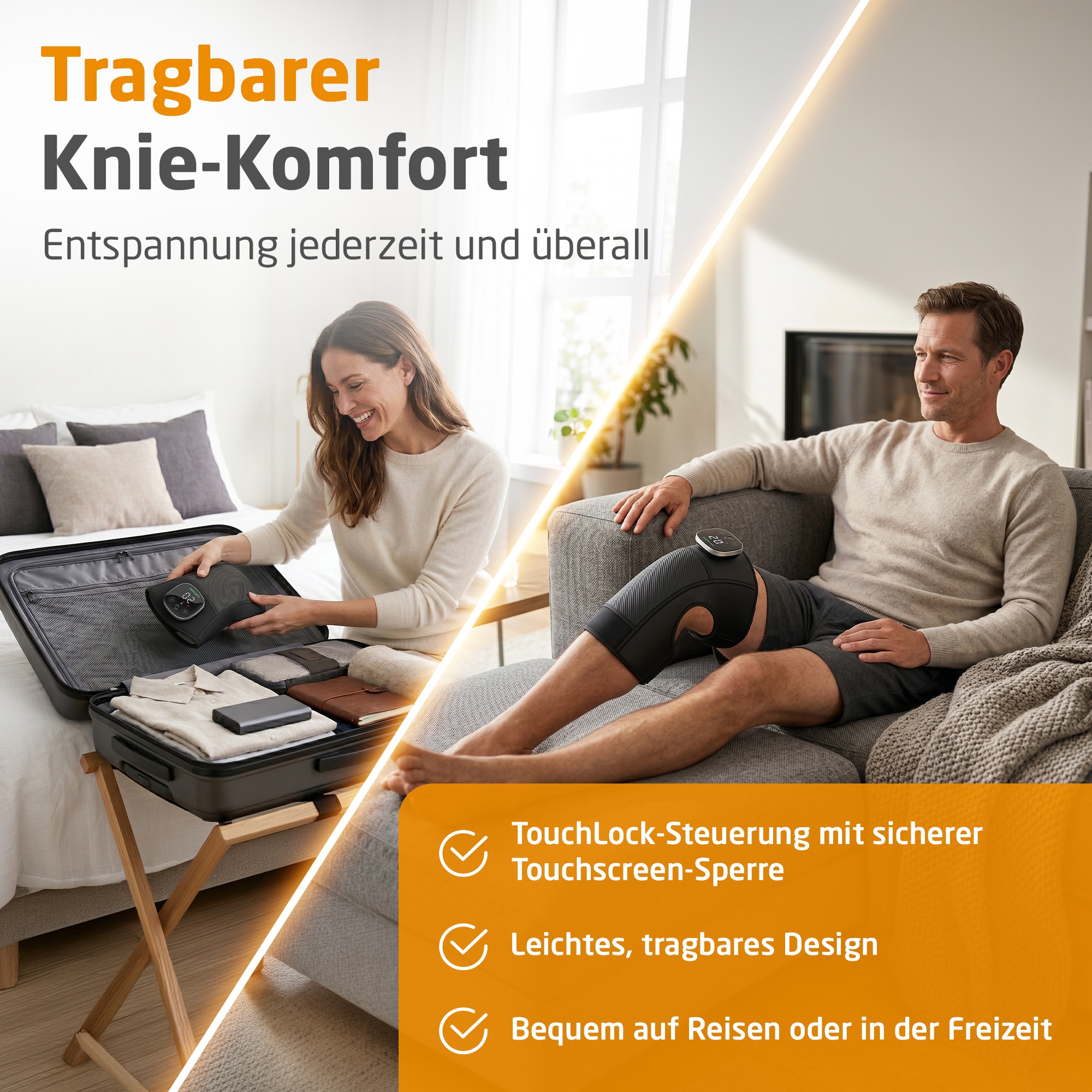 Medisana Massagegerät »KM 100, kabelloses Vibrations-Knie-Massagegerät bei Kniebeschwerden« 3 Wärmestufen, 5 Intensitäten, zuschaltbare Wärmefunktion
