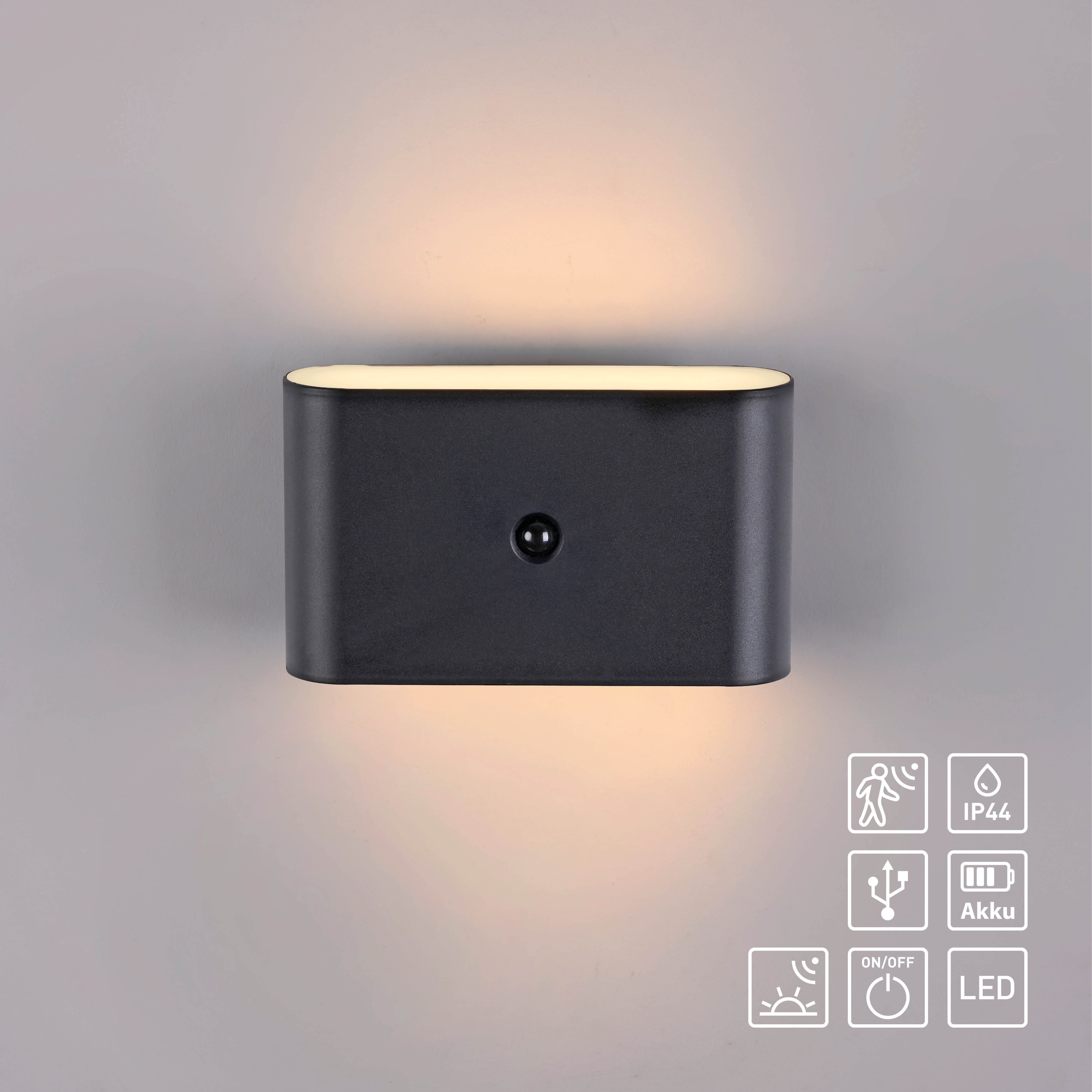 JUST LIGHT LED Wandleuchte »AKKU ZIDDY« LED-Board 1 Stk. Warmweiß Bewegungsmelder, Akkubetrieben, magnetische Befestigung