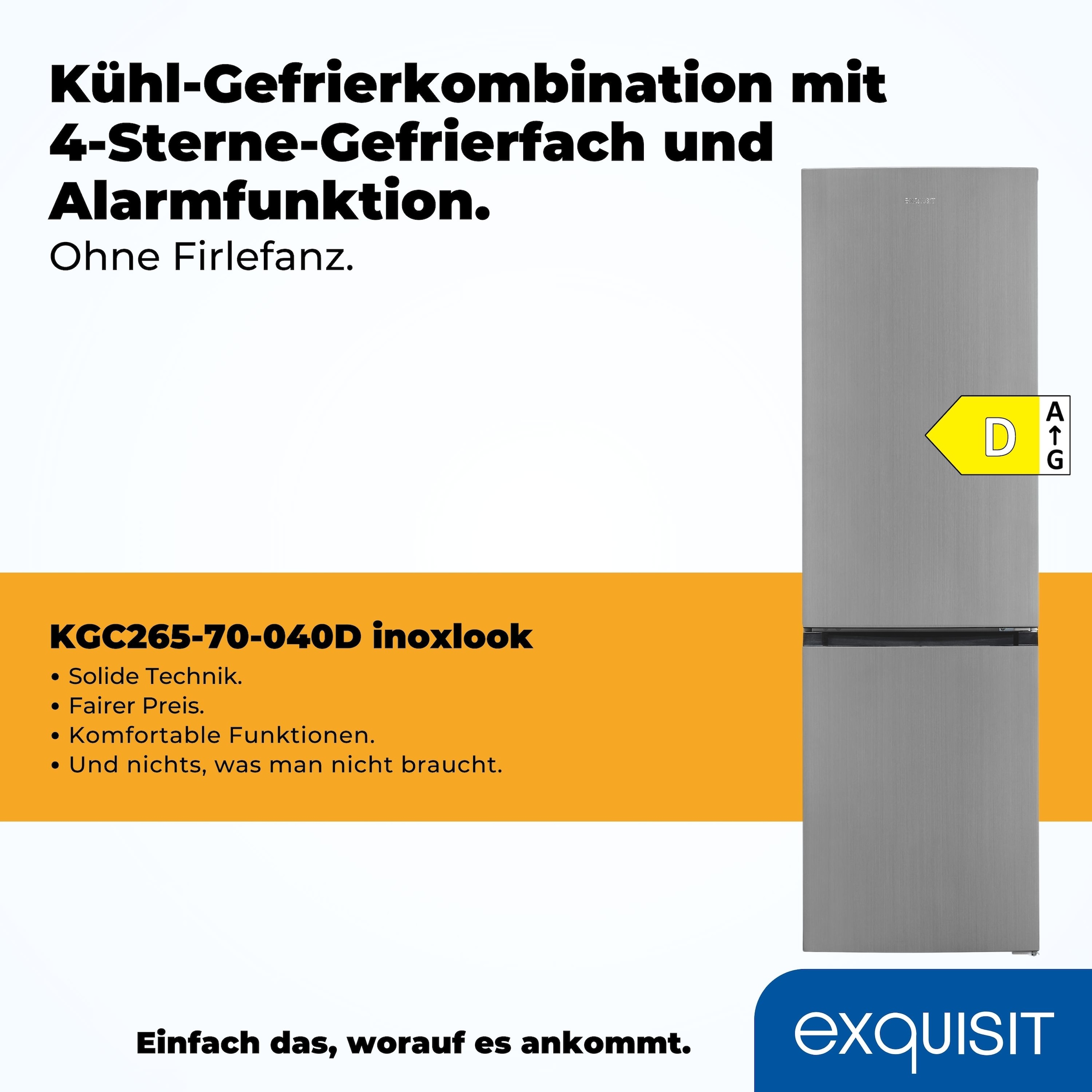 exquisit Kühl-/Gefrierkombination »KGC265-70-040D inoxlook«