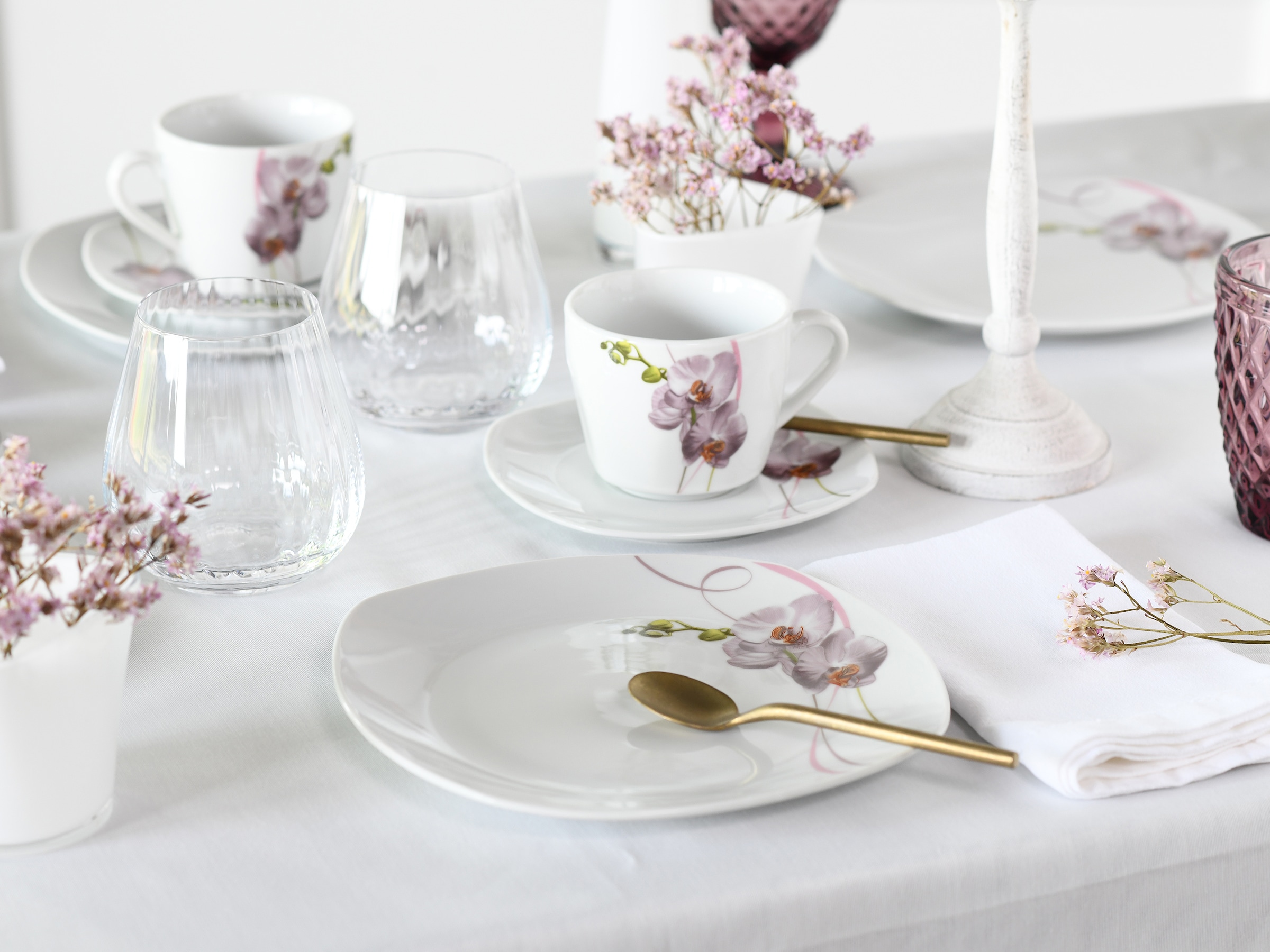 CreaTable Kombiservice »Square Orchidee, Kombi-Service 30-tlg«, (Set, 30 tlg.), Fotorealistische Darstellung
