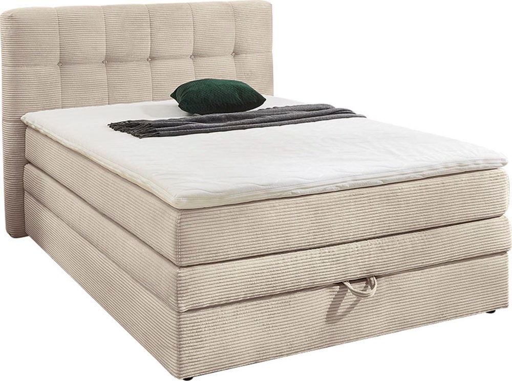 Jockenhöfer Gruppe Boxspringbett »AMY in Cord, erhältlich in den Breiten 120cm & 140cm« mit Bettkasten & Topper