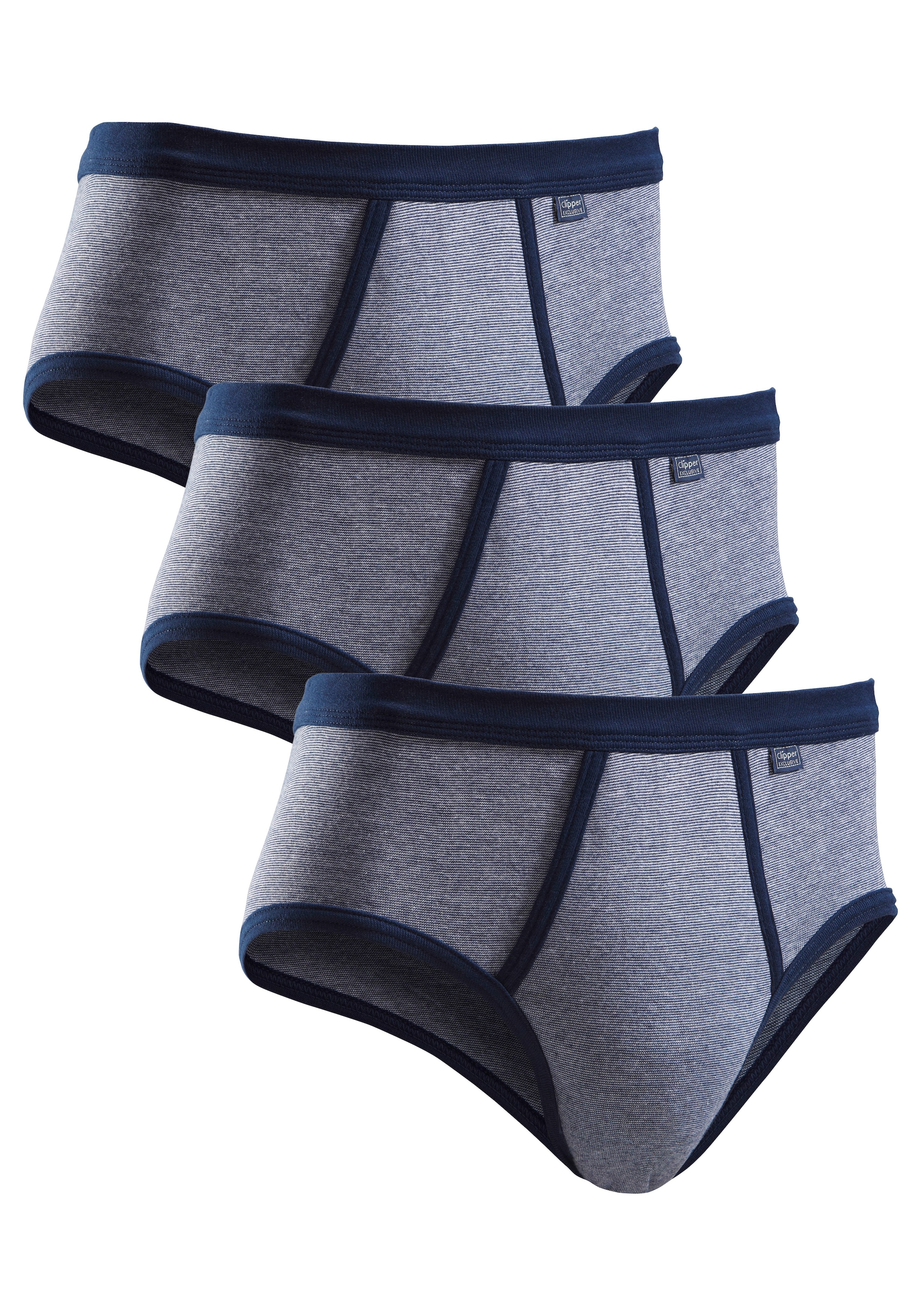 Slip Packung, 3 Stk. tlg modische Optik: Jeans meliert, tolle Baumwoll-Qualität, Gr. 9, marine