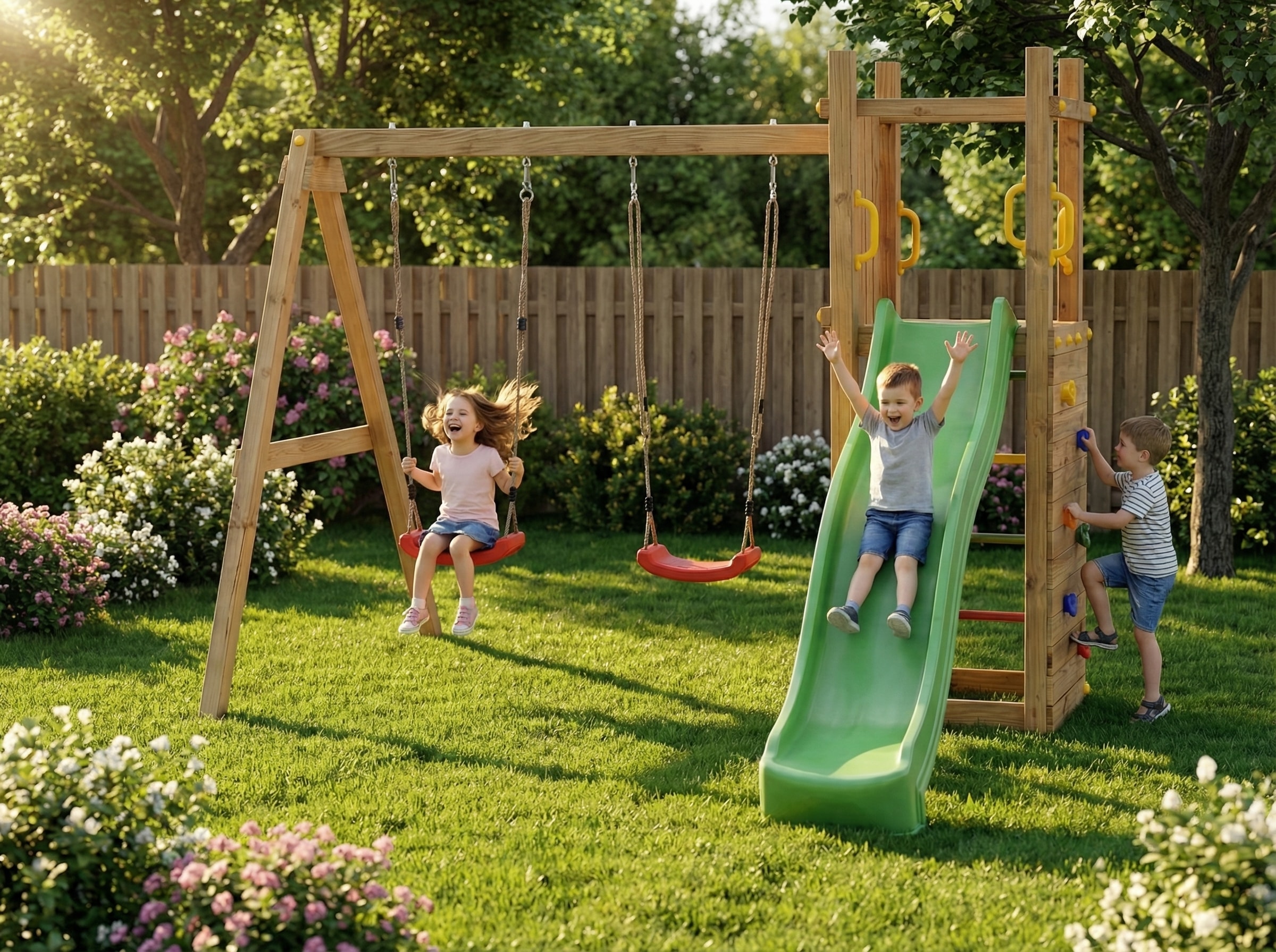FUNGOO Spielturm »FUNNY3 mit Doppelschaukel« mit Schaukel & Rutsche