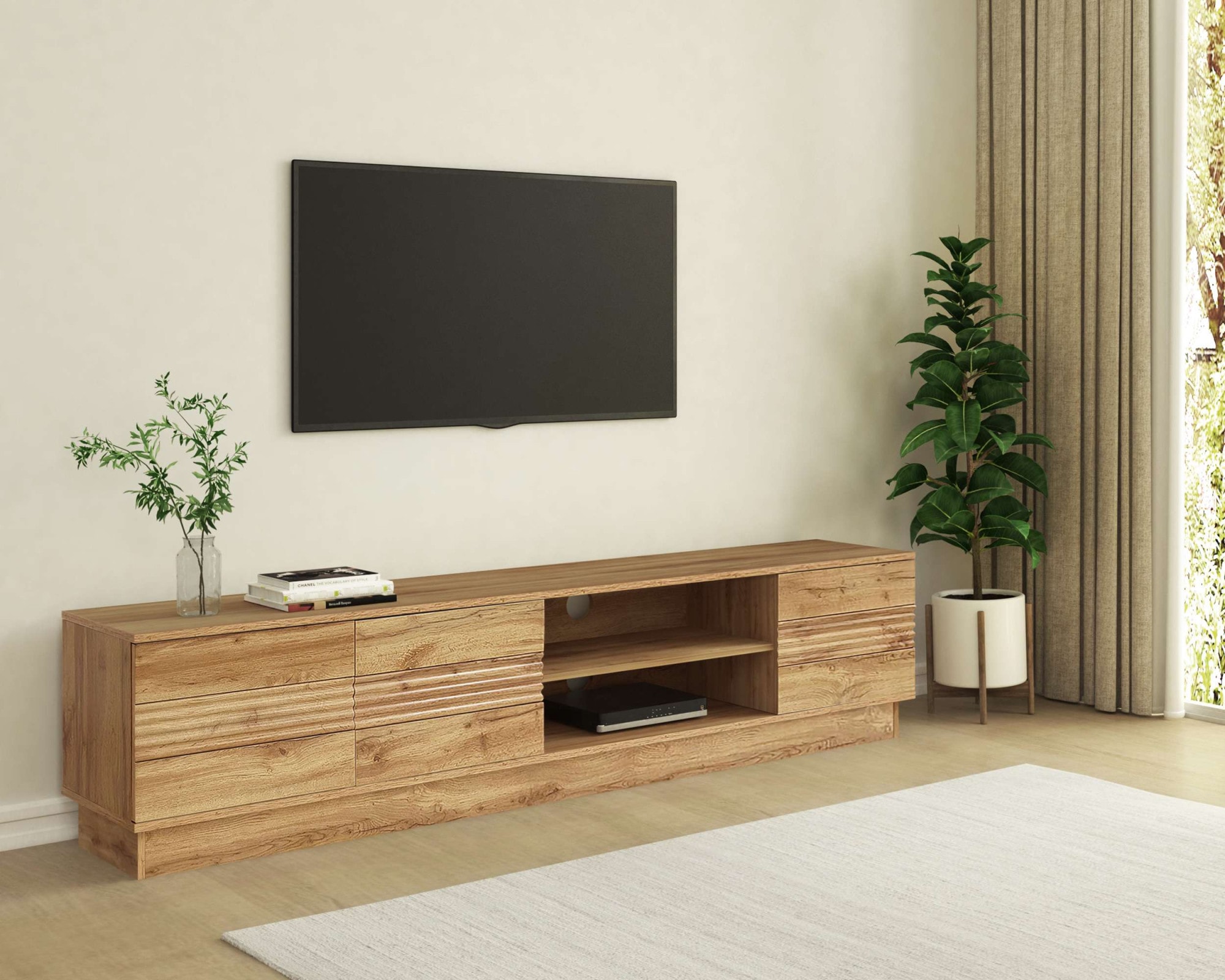 Home affaire Lowboard »Angers« Lowboard mit Push-to-open und Kabeldurchführung, Breite 200 cm