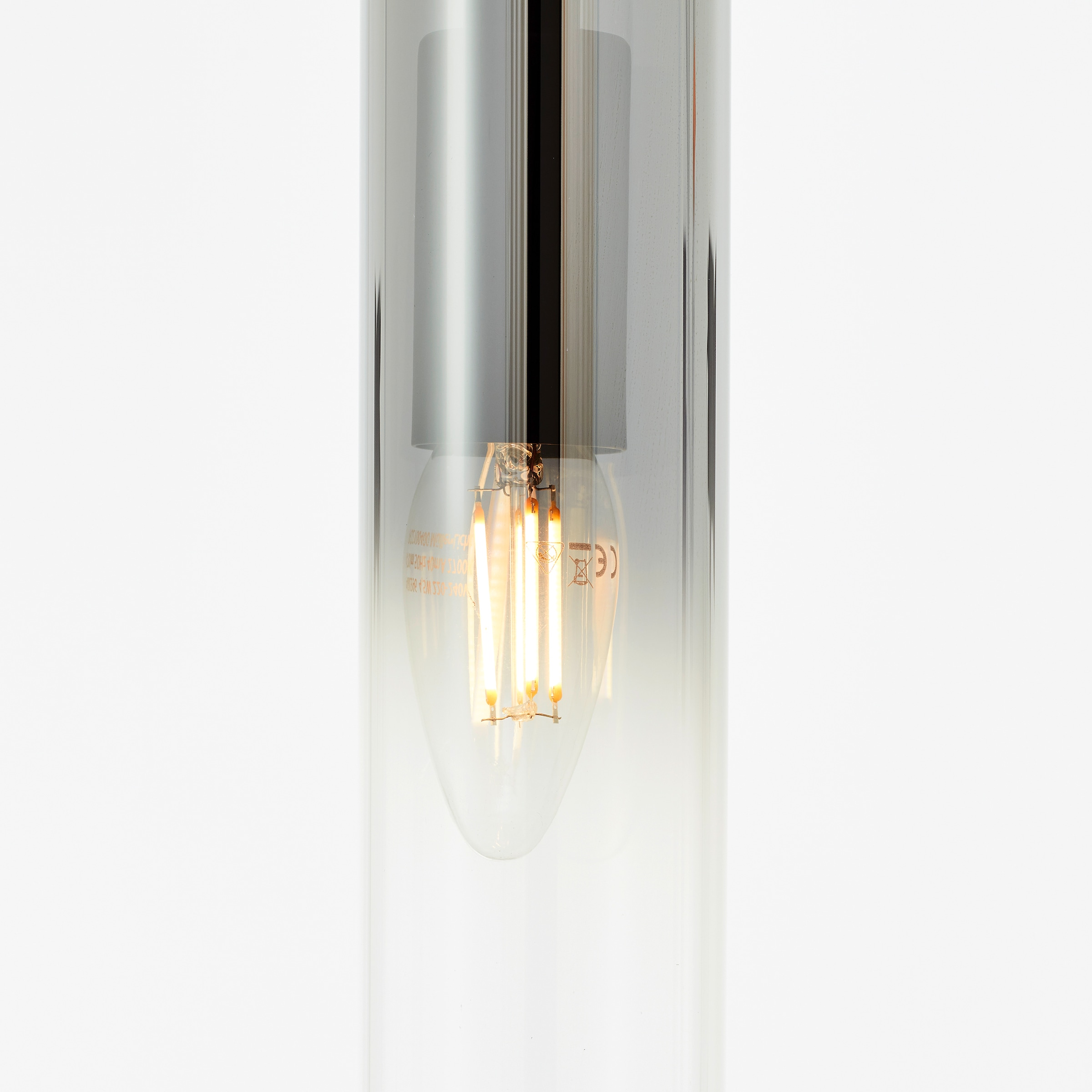 Brilliant Pendelleuchte »Glasini«, 1 flammig, Leuchtmittel E14 | ohne Leuchtmittel, 199 x 15 cm, E14, kürzbar, Metall/Rauchglas, matt schwarz