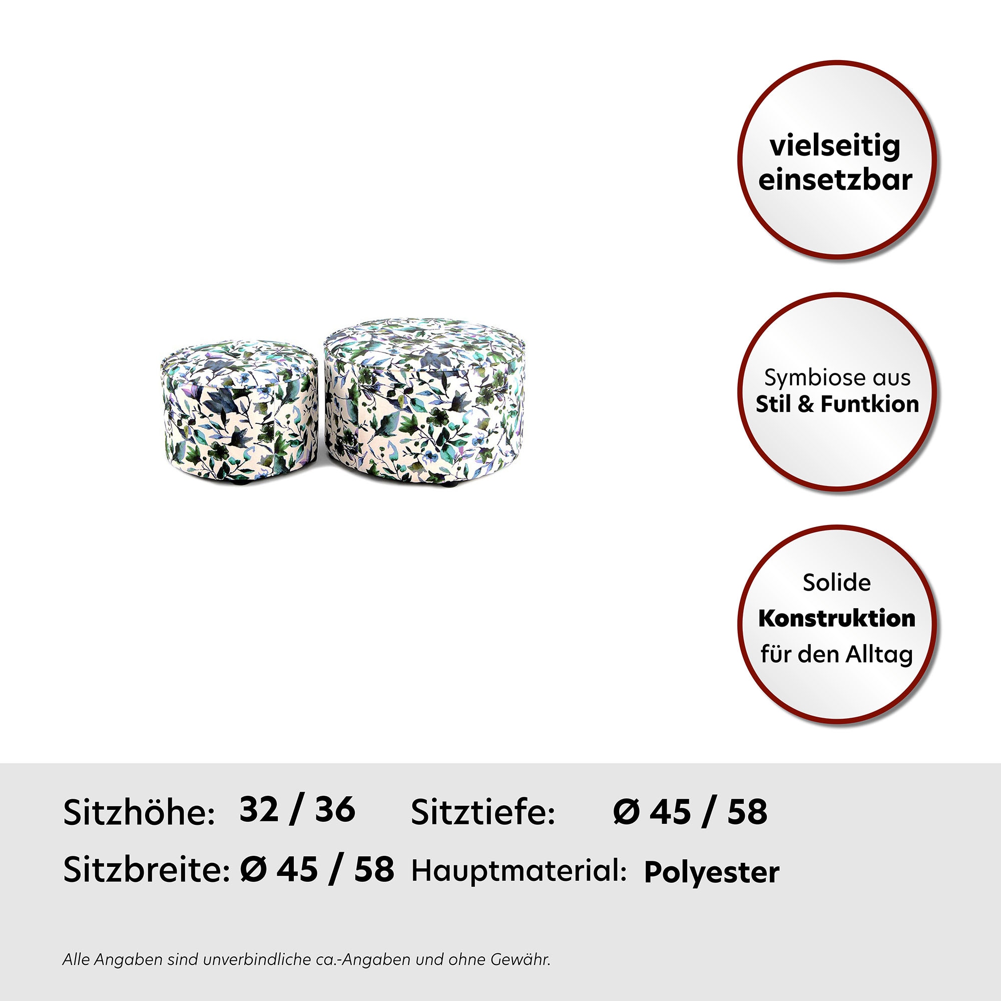 Kayoom Hocker »Indira 2er-Set, Hocker-Set in schönem Stil, skandinavisches Design«, (Set, 2 St.), stilvoll, dekorativ, modern, erfüllt moderne Wohnansprüche