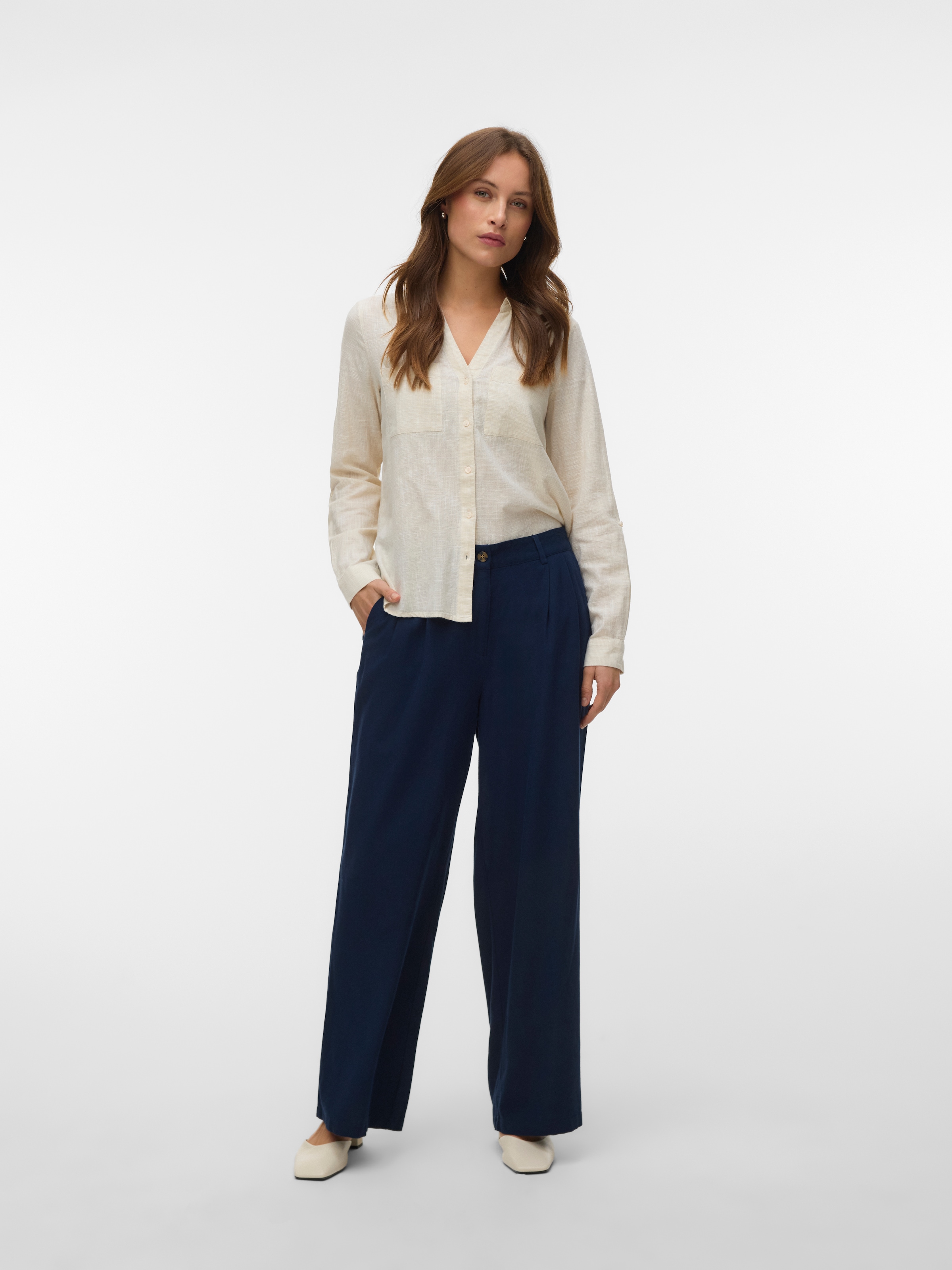 Vero Moda Langarmbluse »VMTHILDE LS SHIRT WVN NOOS« Baumwolle