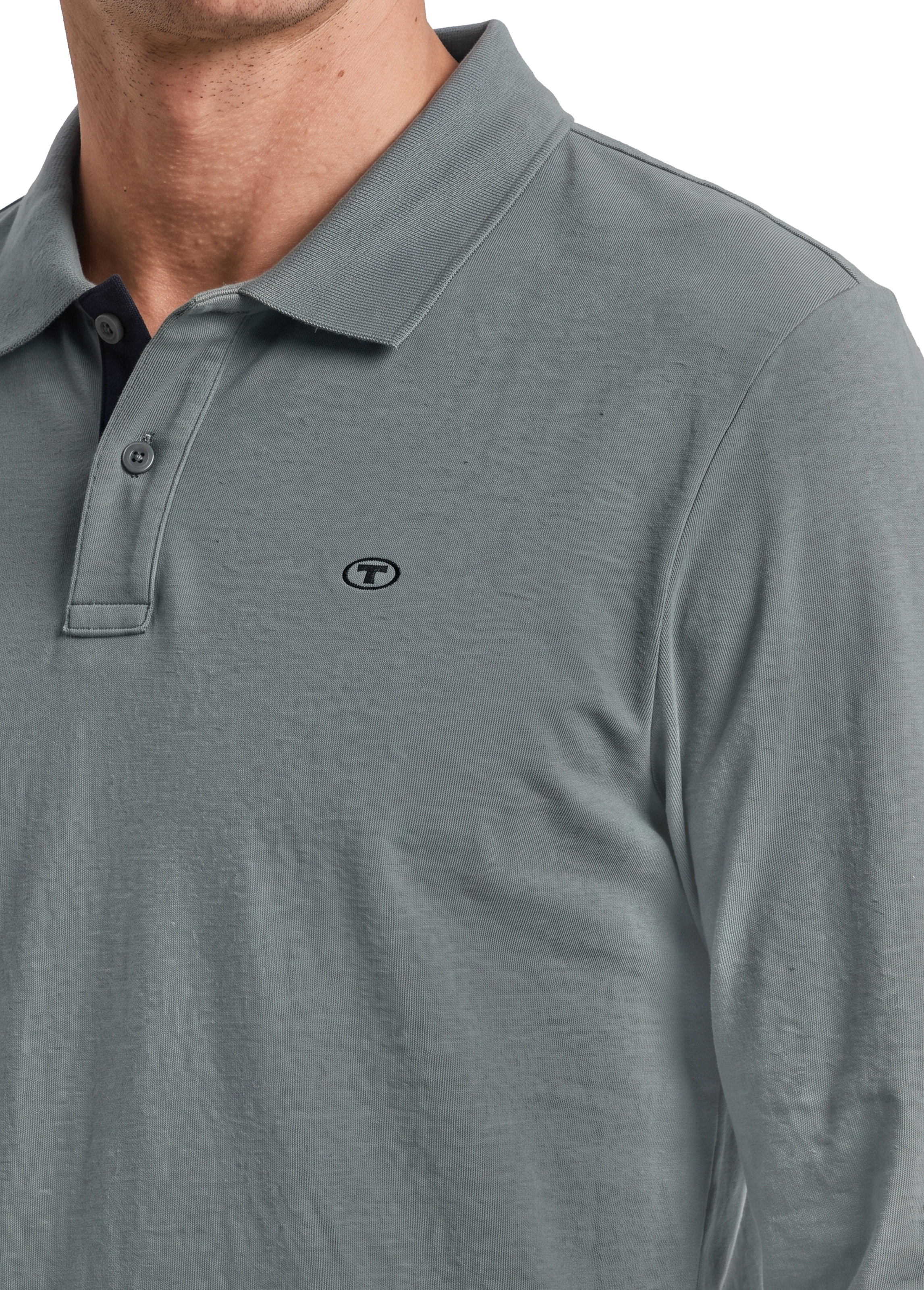 TOM TAILOR Langarm-Poloshirt mit Logo-Stickerei