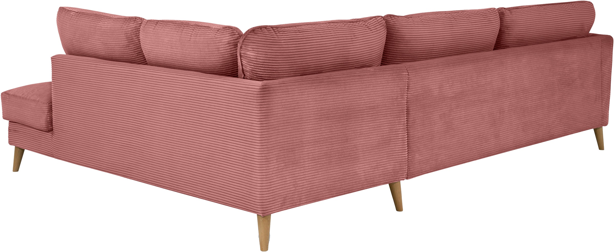 Home affaire Ecksofa »MARSEILLE 278/202 cm, L-Form, Ottom. rechts/links, verschiedene Bezüge«, Massivholzbeine Eiche, Landhausstil, Wellenunterfederung