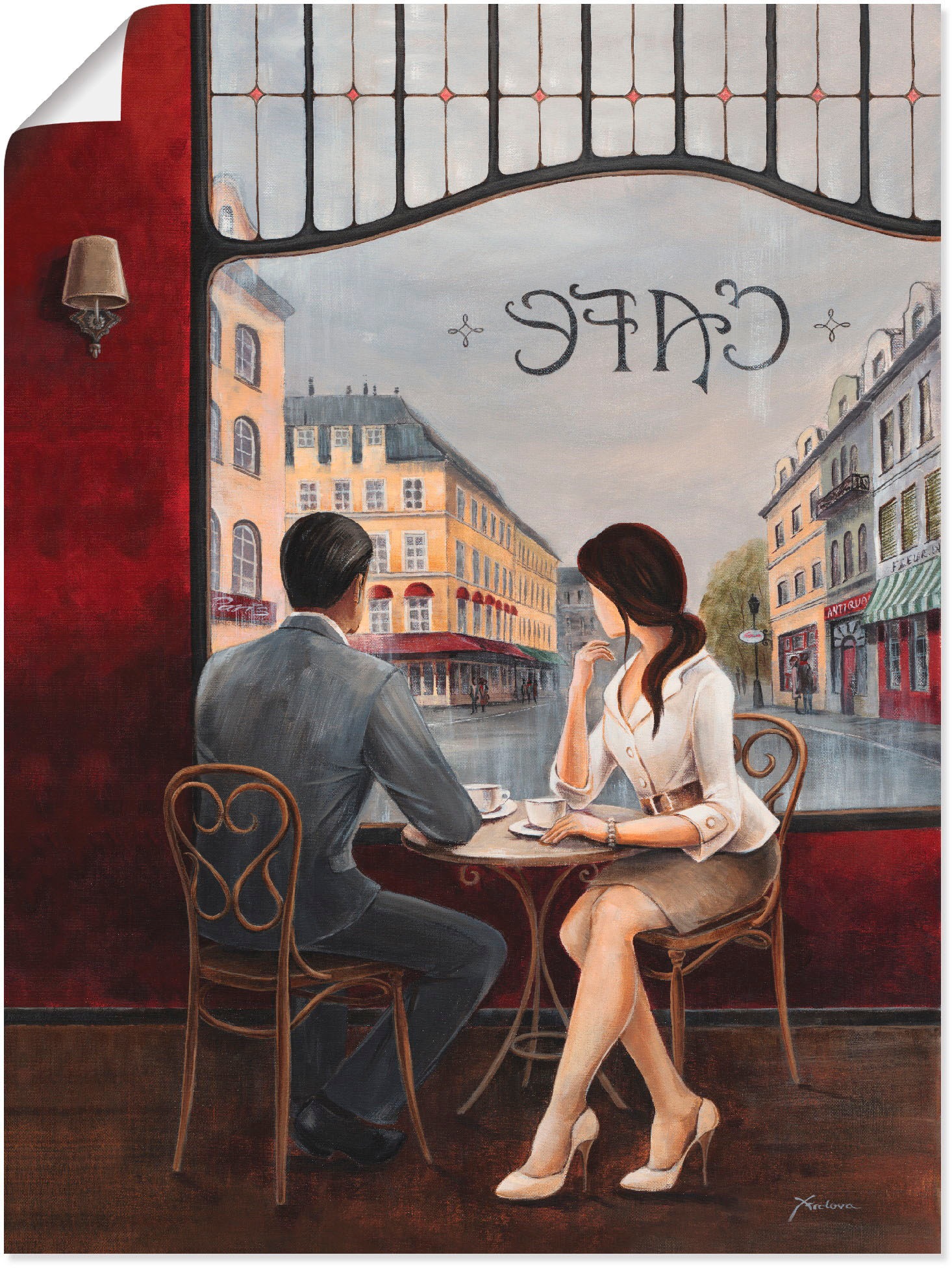 Raten (1 Leinwandbild, Restaurant kaufen Größen in versch. als oder & Alubild, St.), »Café«, Poster auf Artland Wandaufkleber Wandbild Cafés,