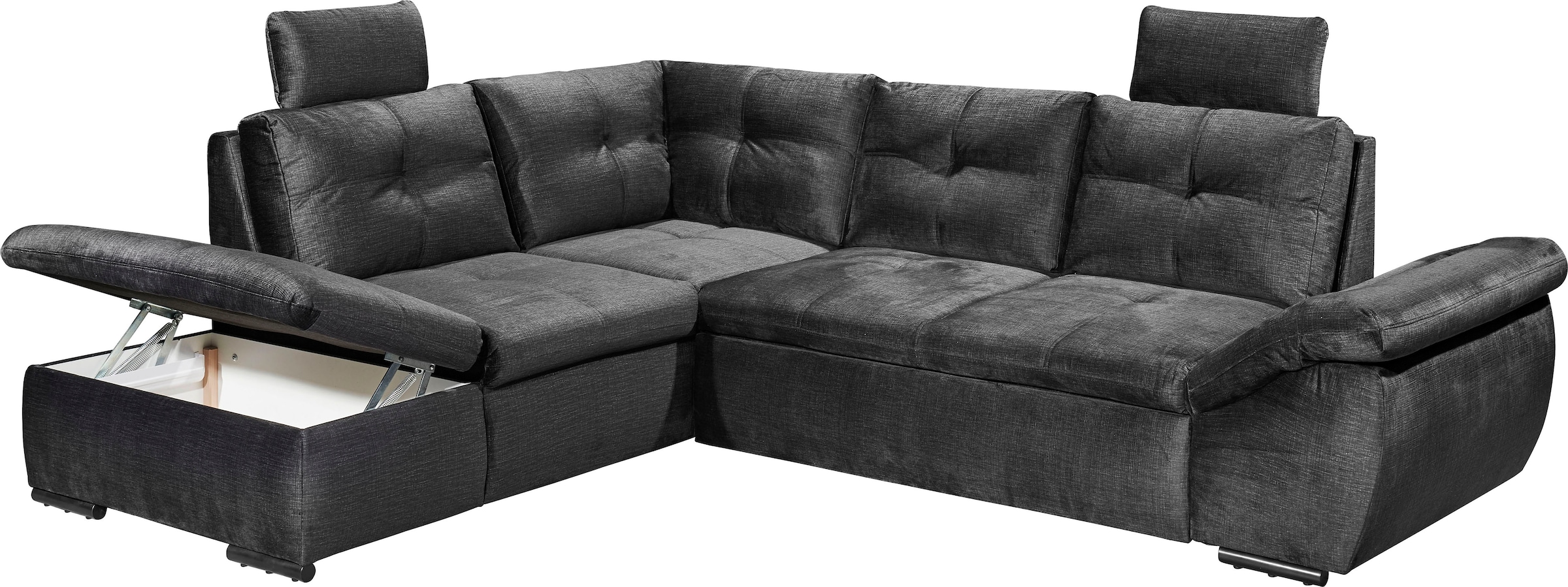 ED EXCITING DESIGN Ecksofa »Alija L-Form« mit Bettfunktion, Bettkasten, Armteilverstellung & Kopfstützen